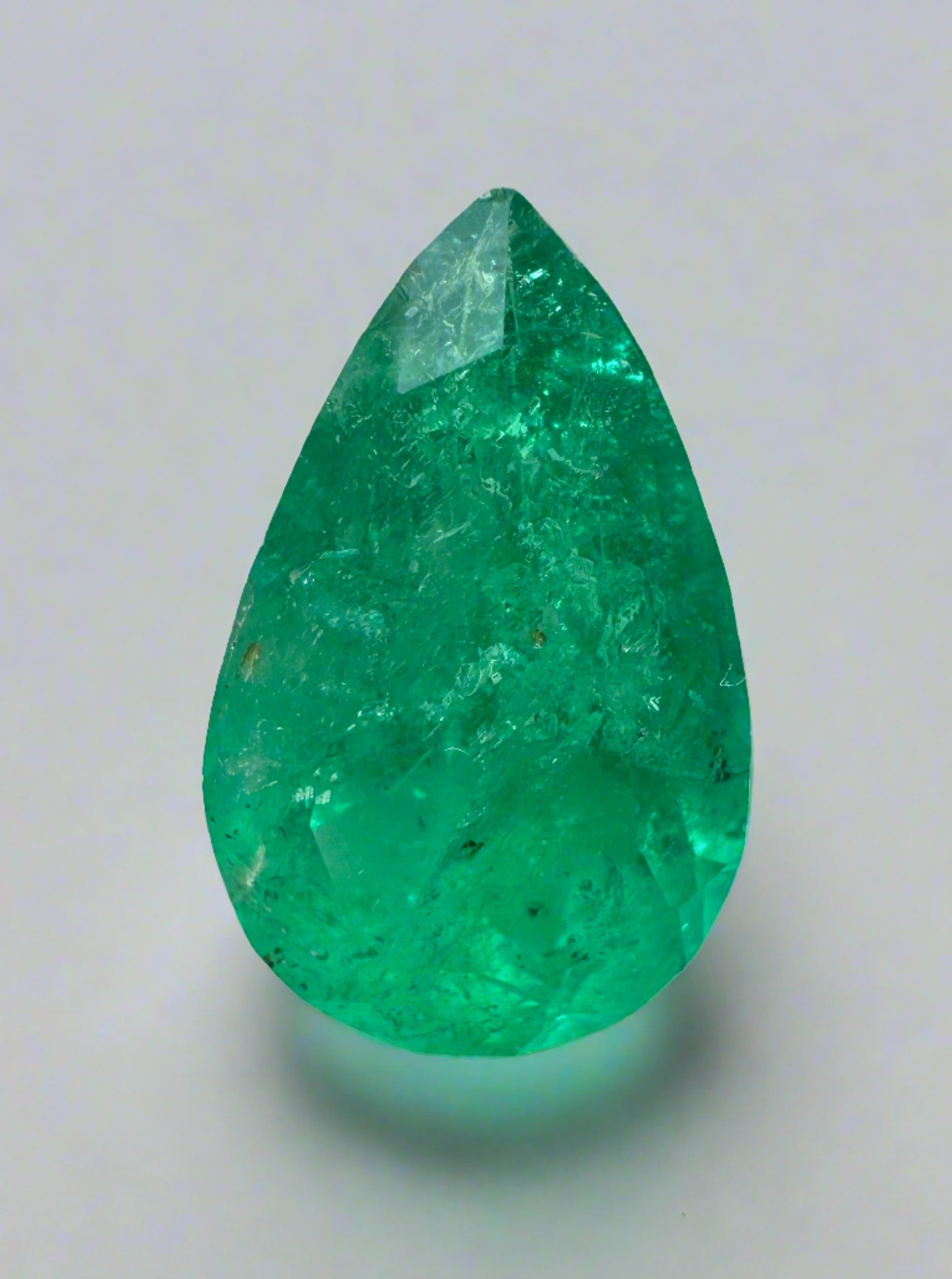 2.35 Carat 12x8 Rich Green Natural Loose Colombian Emerald-Pear Cut - JR Colombian Emeralds