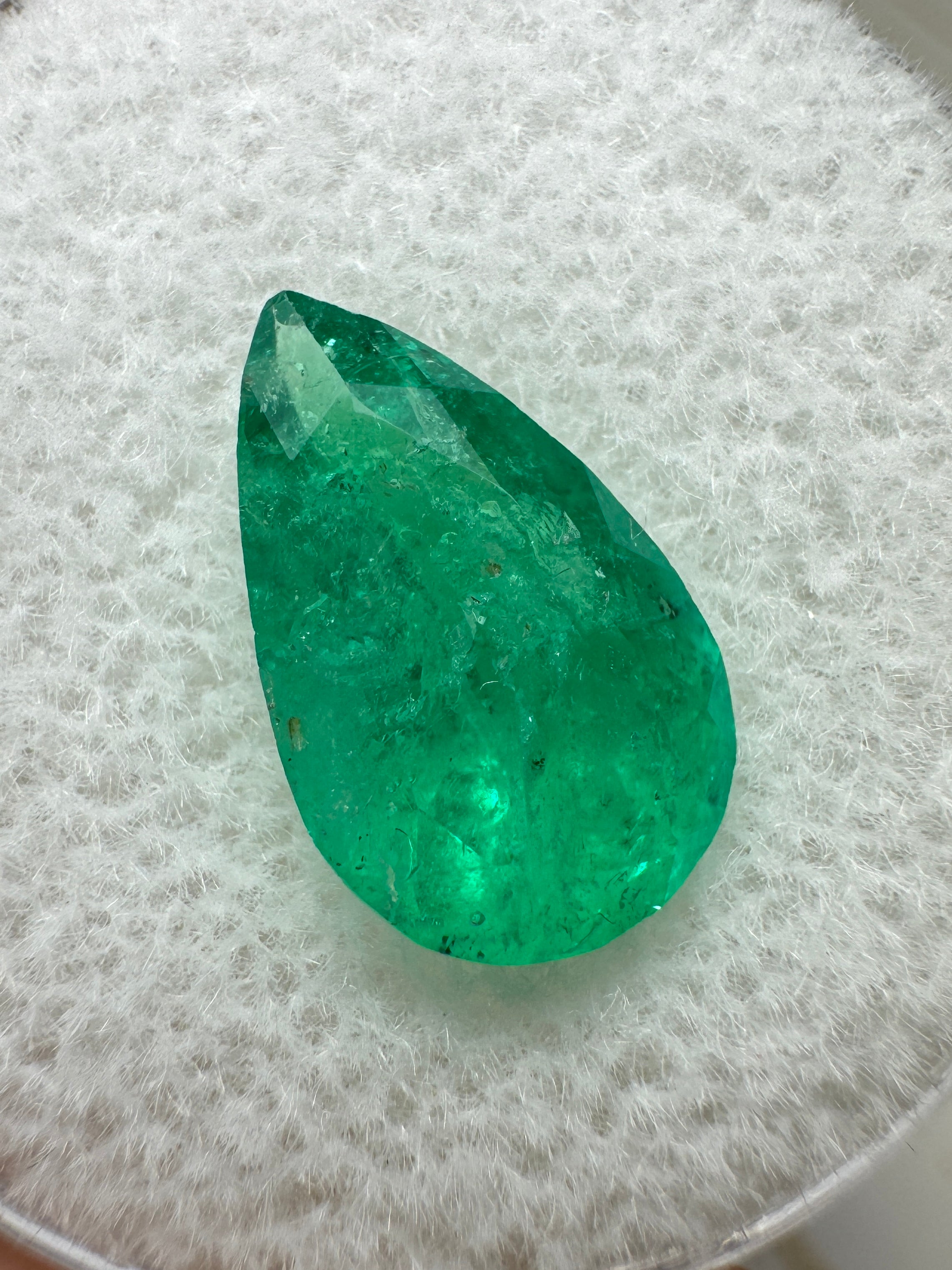 2.35 Carat 12x8 Rich Green Natural Loose Colombian Emerald-Pear Cut - JR Colombian Emeralds