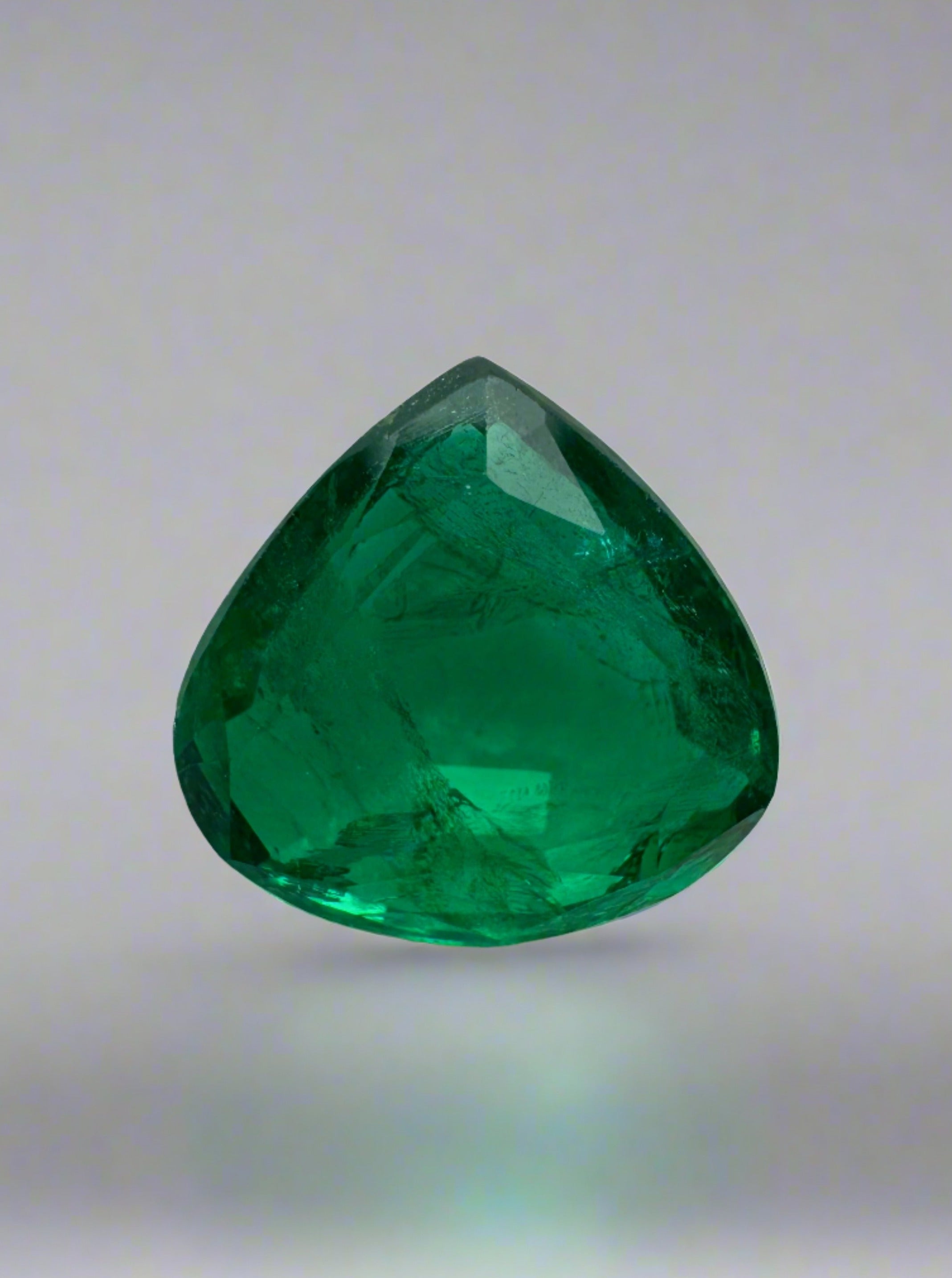 2.40 Carat 9.3x9.4 Deep Green Natural Chunky Pear Loose Zambian Emerald - JR Colombian Emeralds