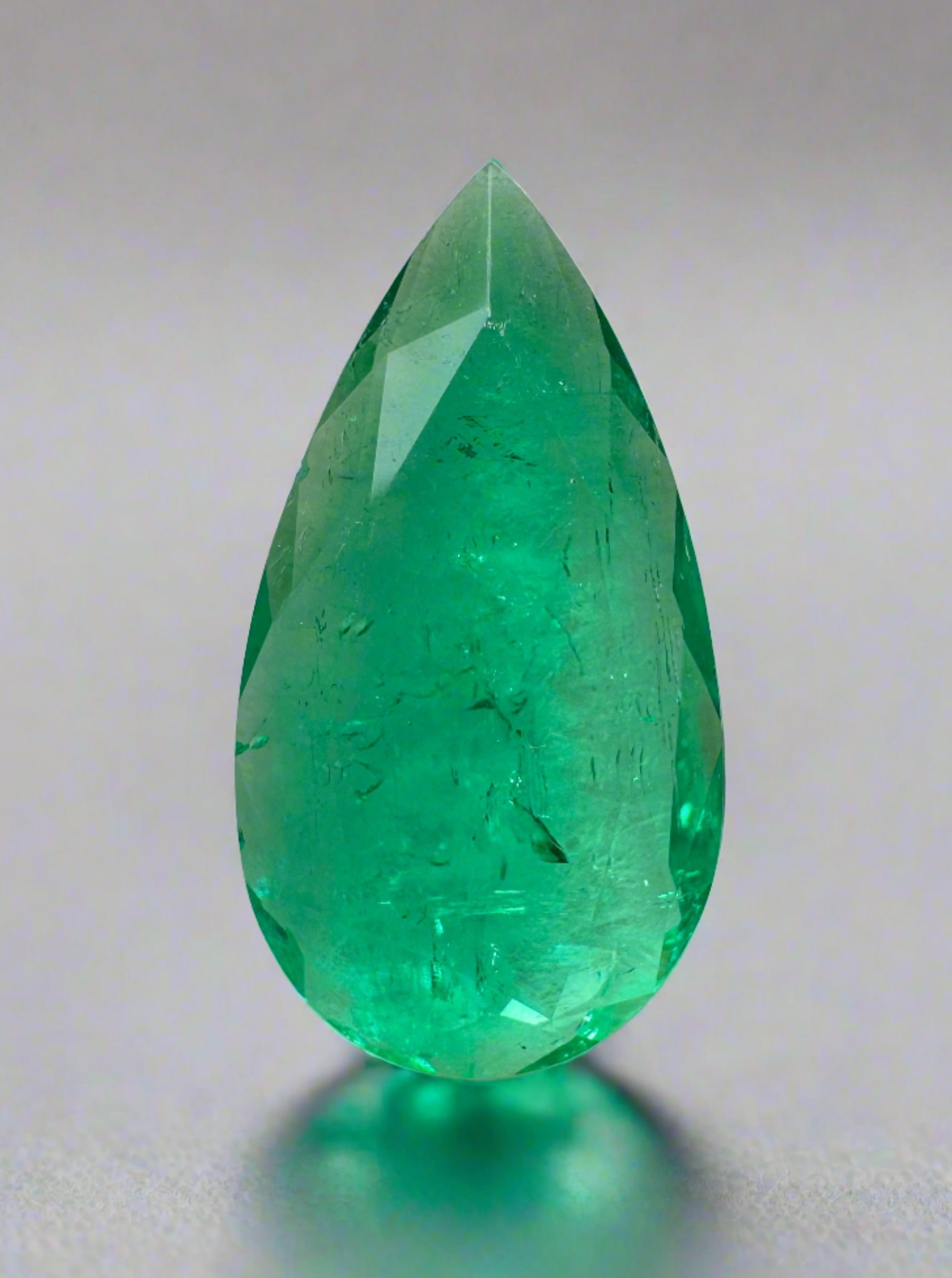 2.41 Carat 16x9 Spready Green Natural Loose Colombian Emerald-Pear Cut - JR Colombian Emeralds