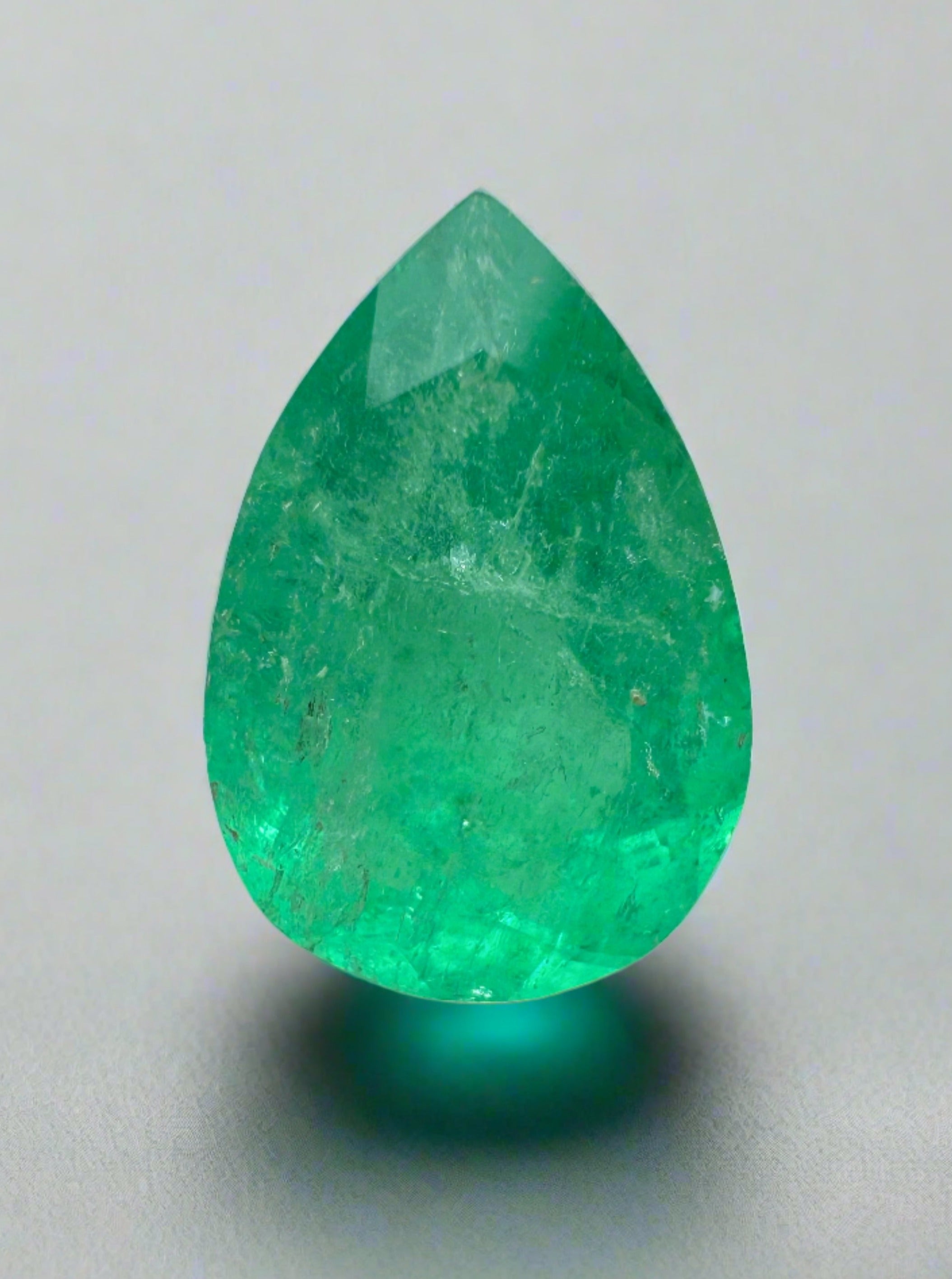 2.43 Carat Yellowish Green Natural Loose Colombian Emerald-Pear Cut - JR Colombian Emeralds