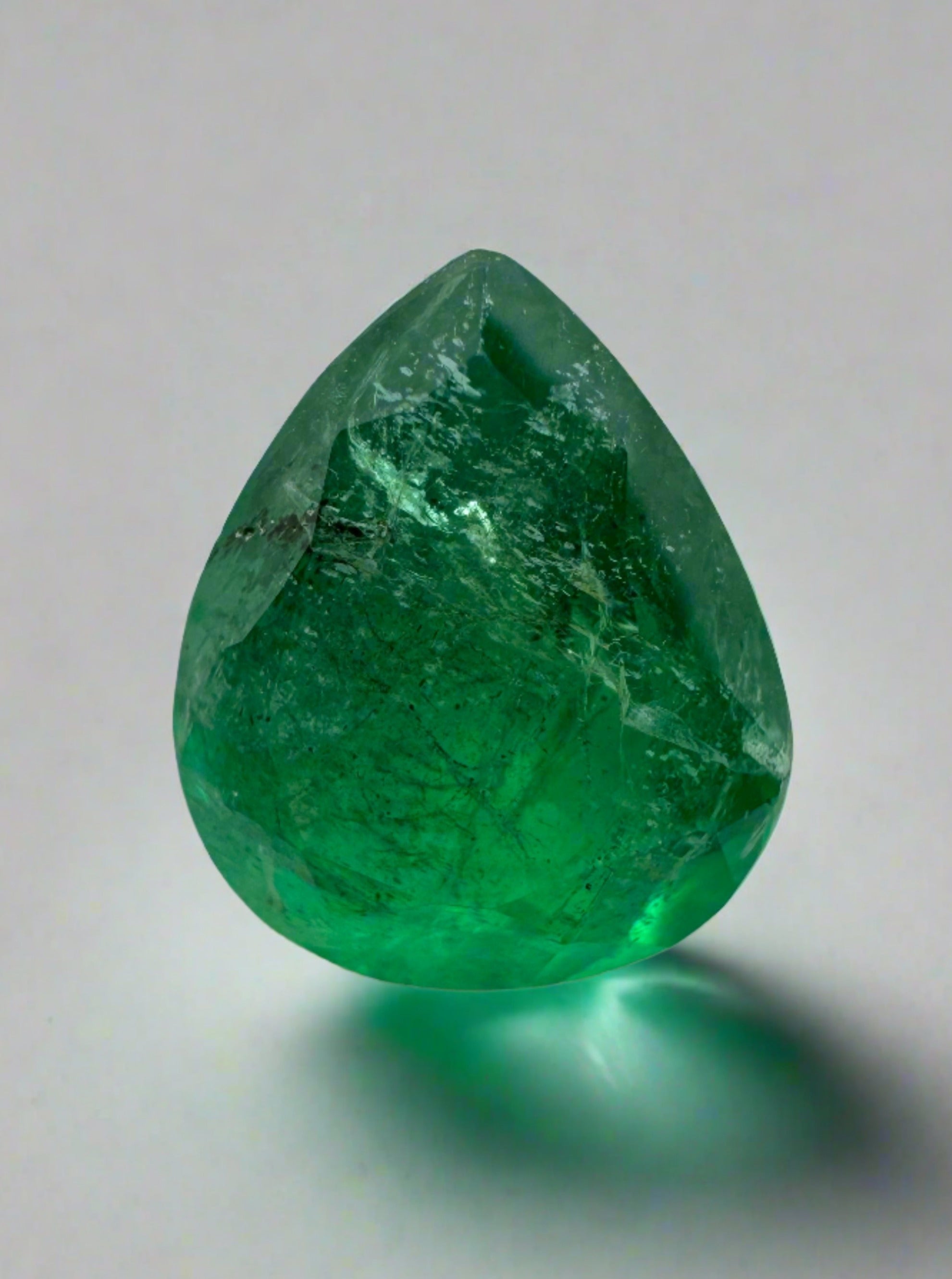 2.59 Carat Rich Green Natural Loose Zambian Emerald-Pear Cut - JR Colombian Emeralds