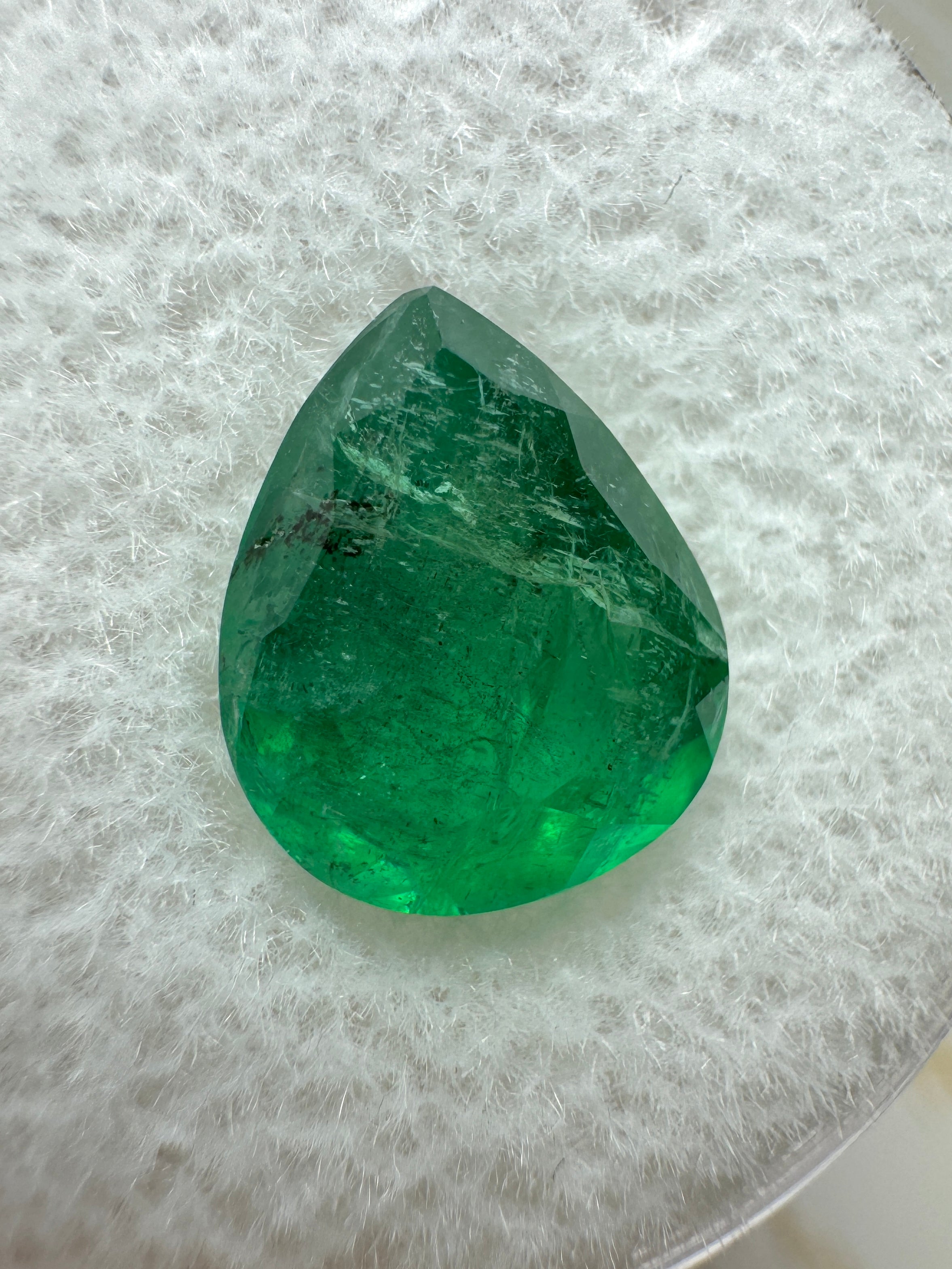 2.59 Carat Rich Green Natural Loose Zambian Emerald-Pear Cut - JR Colombian Emeralds