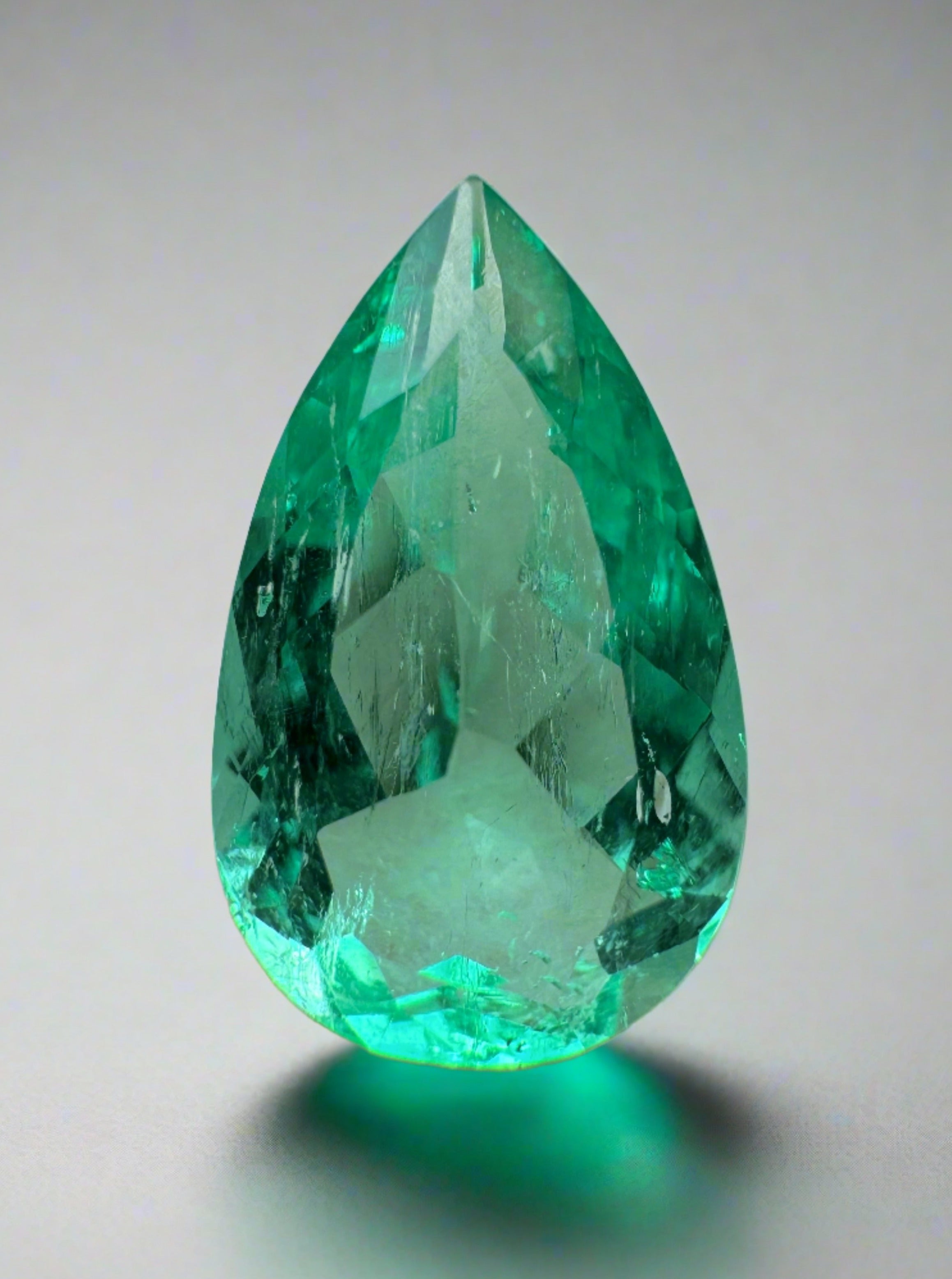 2.60 carat 13x8 Spready Green Natural Loose Colombian Emerald-Pear Cut - JR Colombian Emeralds