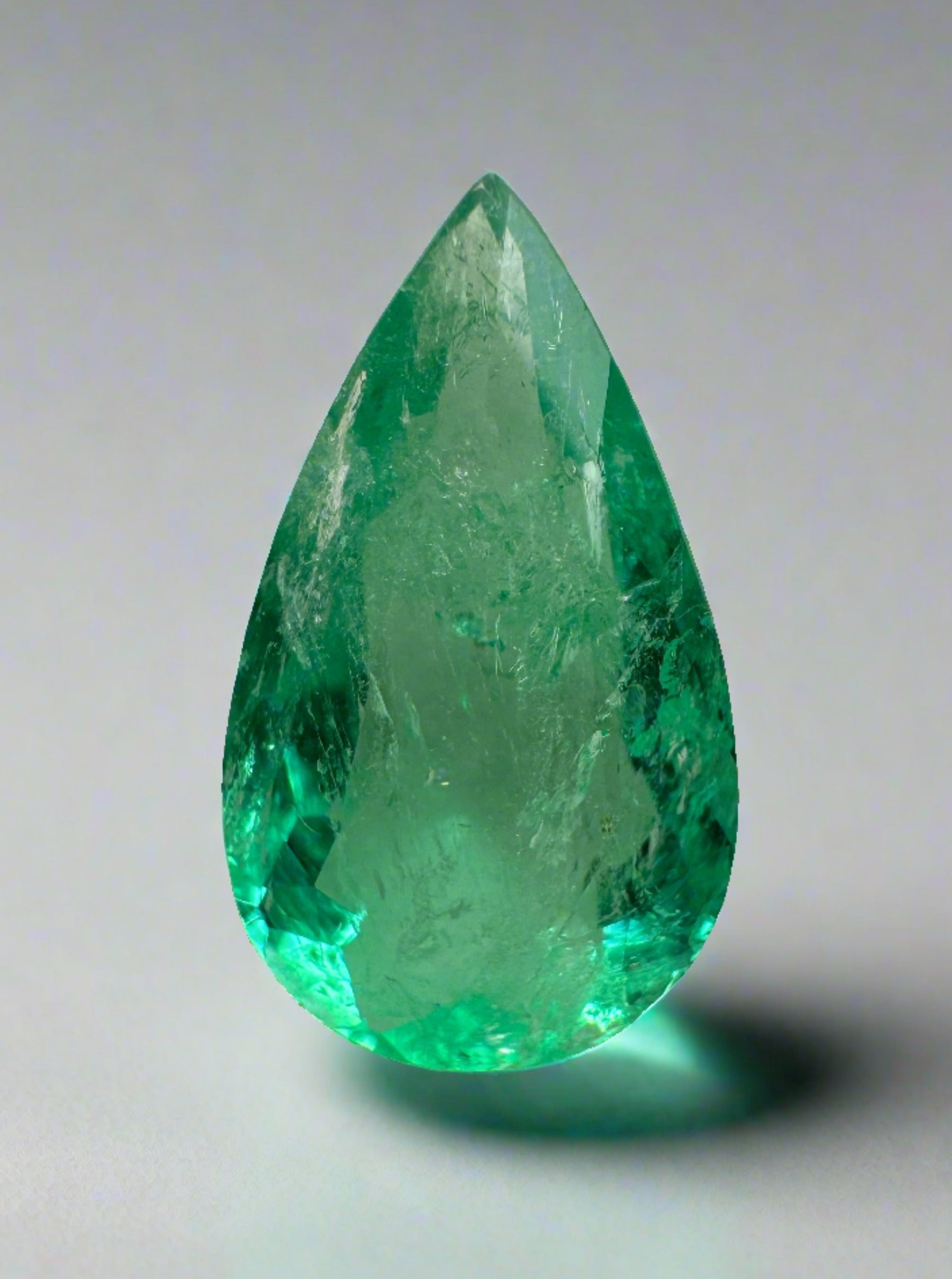 2.61 Carat 14x8 Spready Green Natural Loose Colombian Emerald-Pear Cut - JR Colombian Emeralds