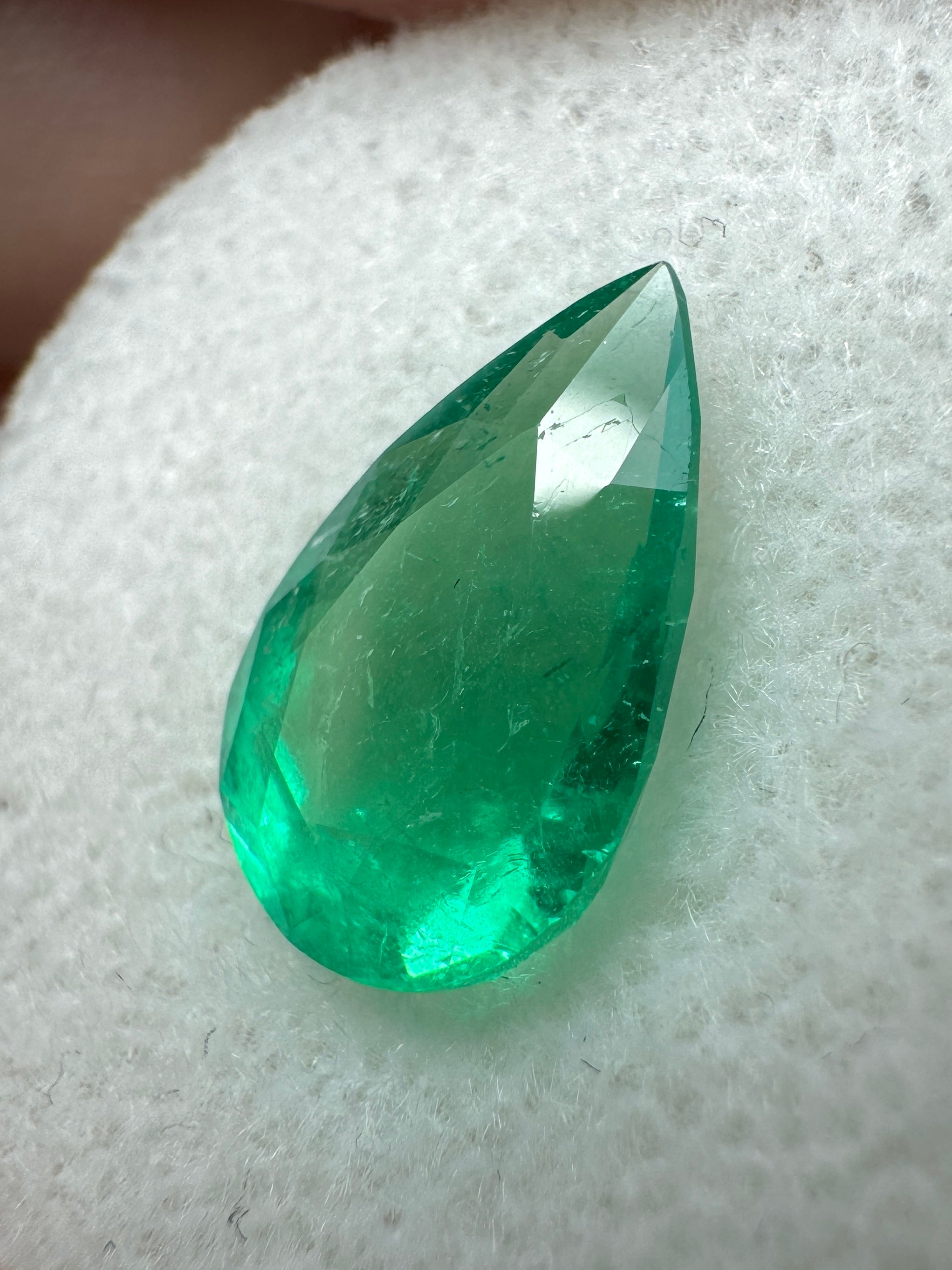 2.65 carat 12.5x8 Medium Green Natural Loose Colombian Emerald-Pear Cut - JR Colombian Emeralds