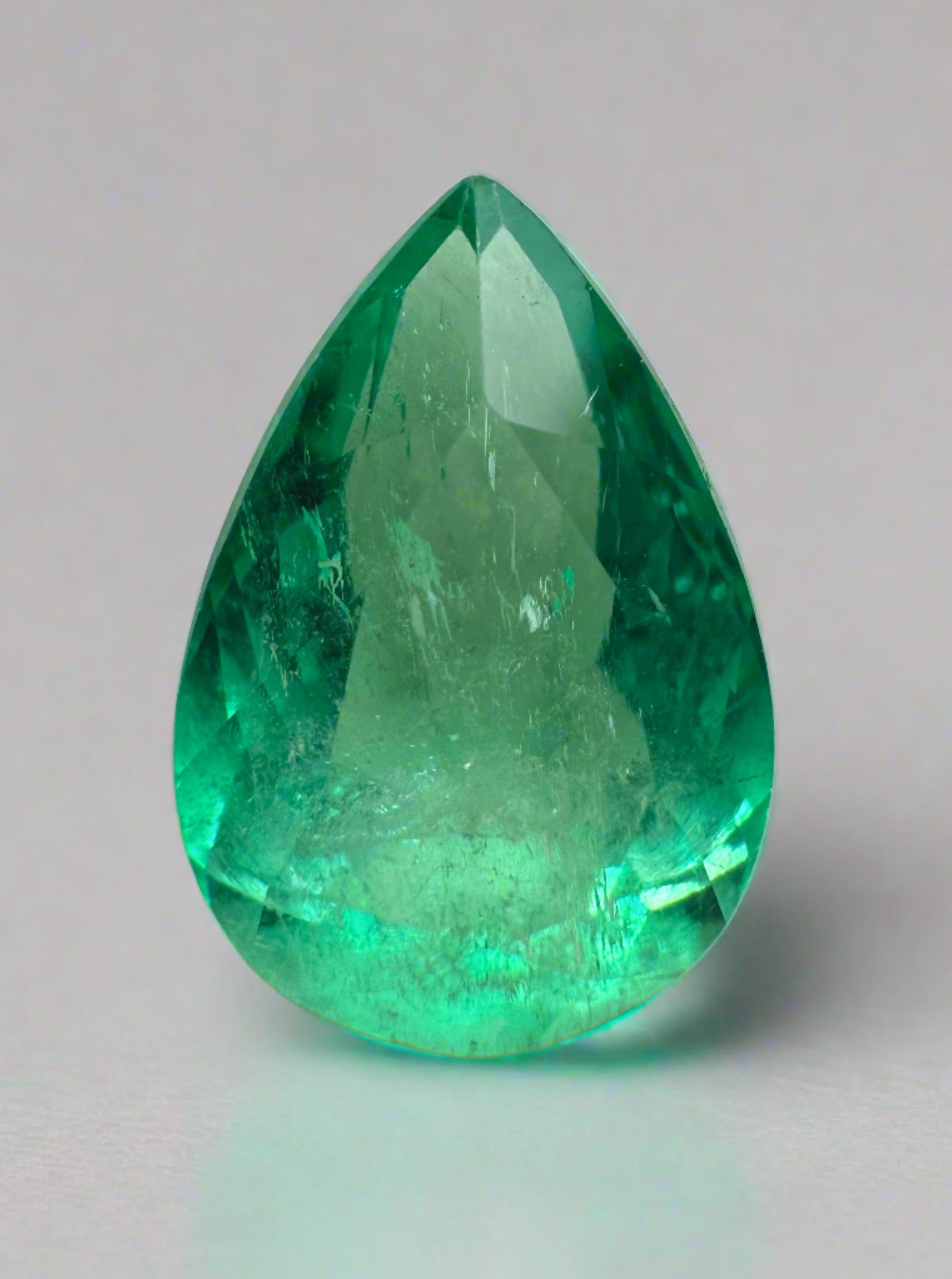 2.68 carat 11x8 Spring Natural Loose Colombian Emerald-Pear Cut - JR Colombian Emeralds