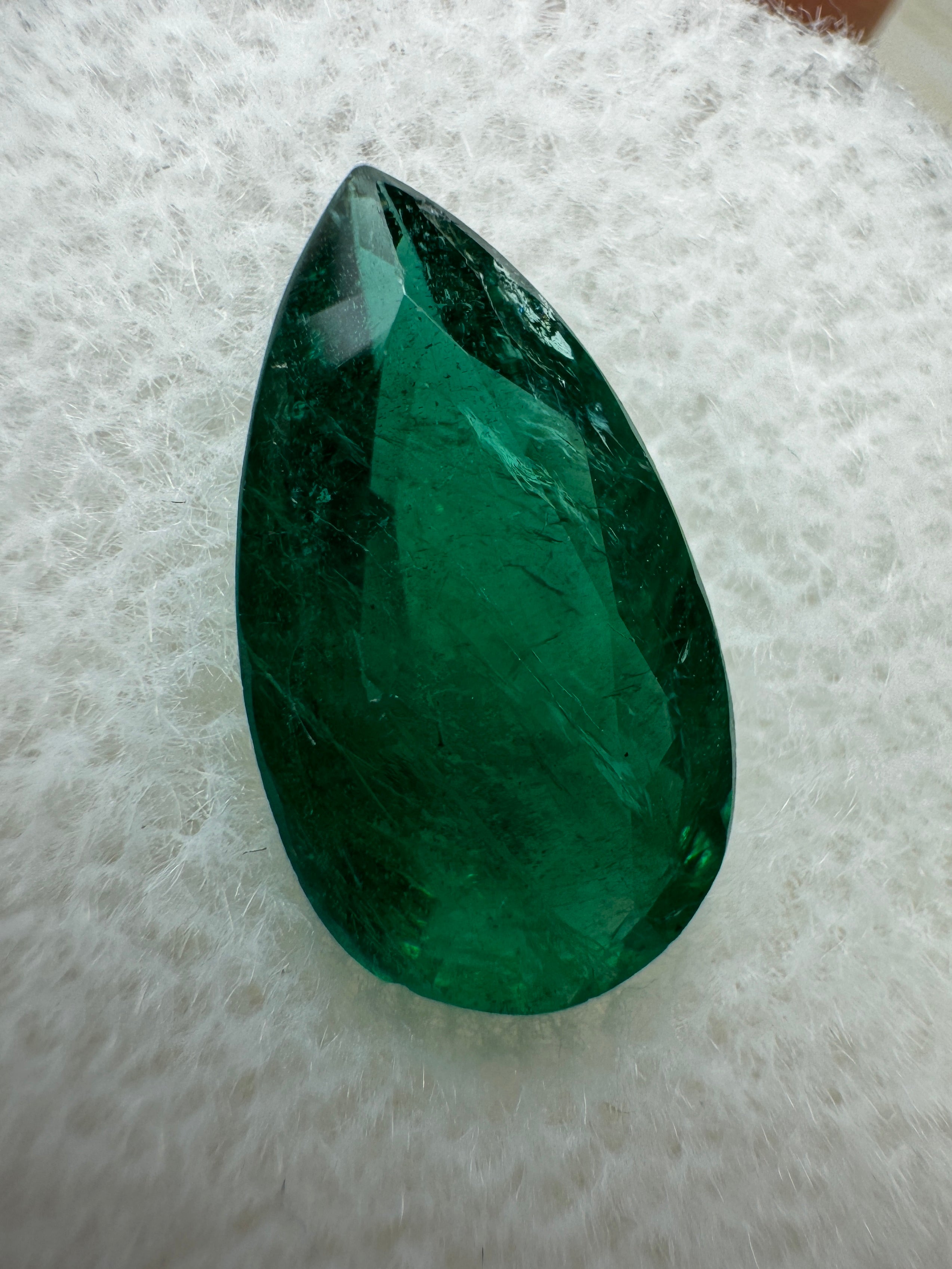 2.72 Carat 13.8x7.6 Deep Green Natural Loose Zambian Emerald-Pear Cut - JR Colombian Emeralds