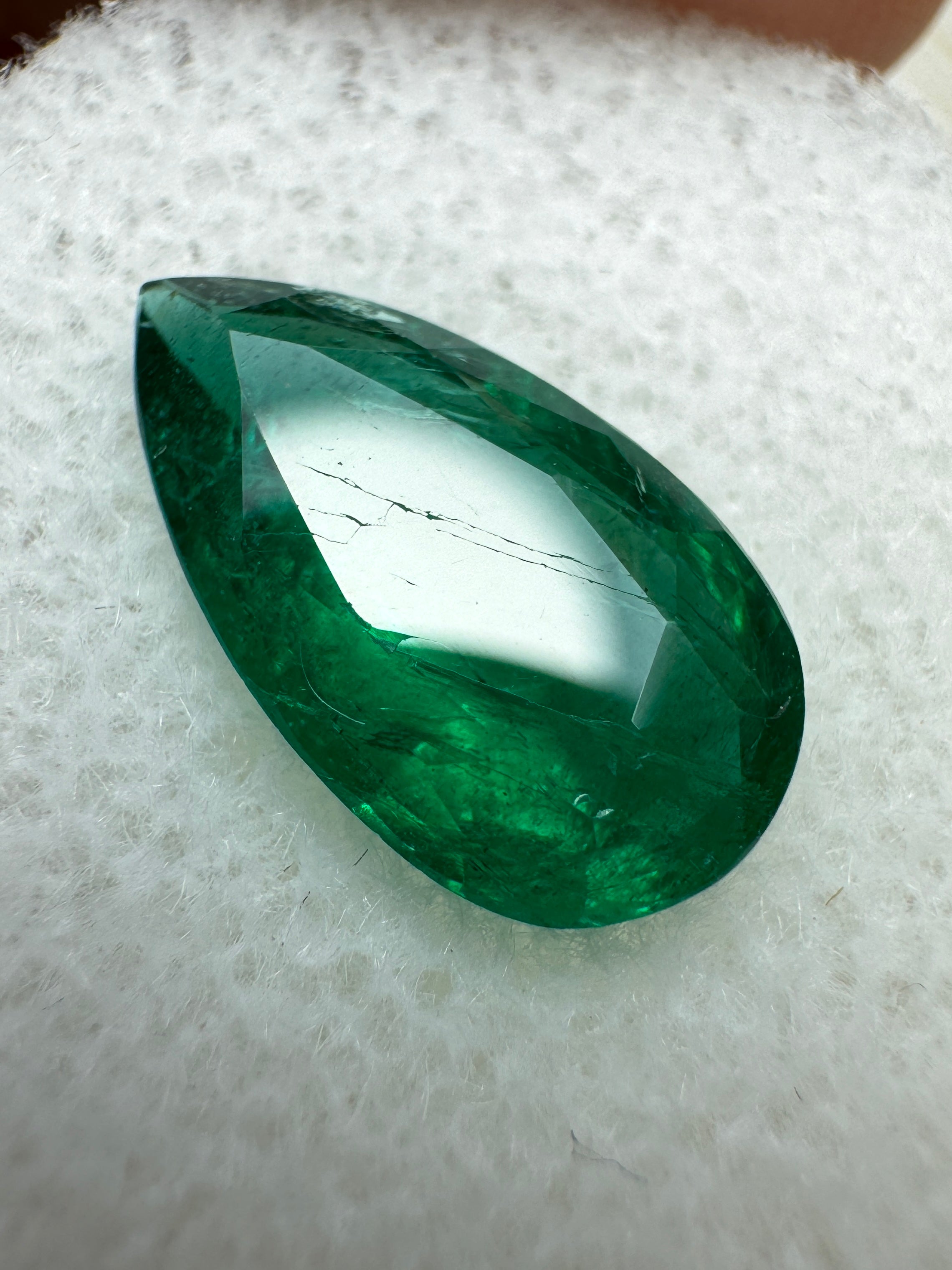 2.72 Carat 13.8x7.6 Deep Green Natural Loose Zambian Emerald-Pear Cut - JR Colombian Emeralds