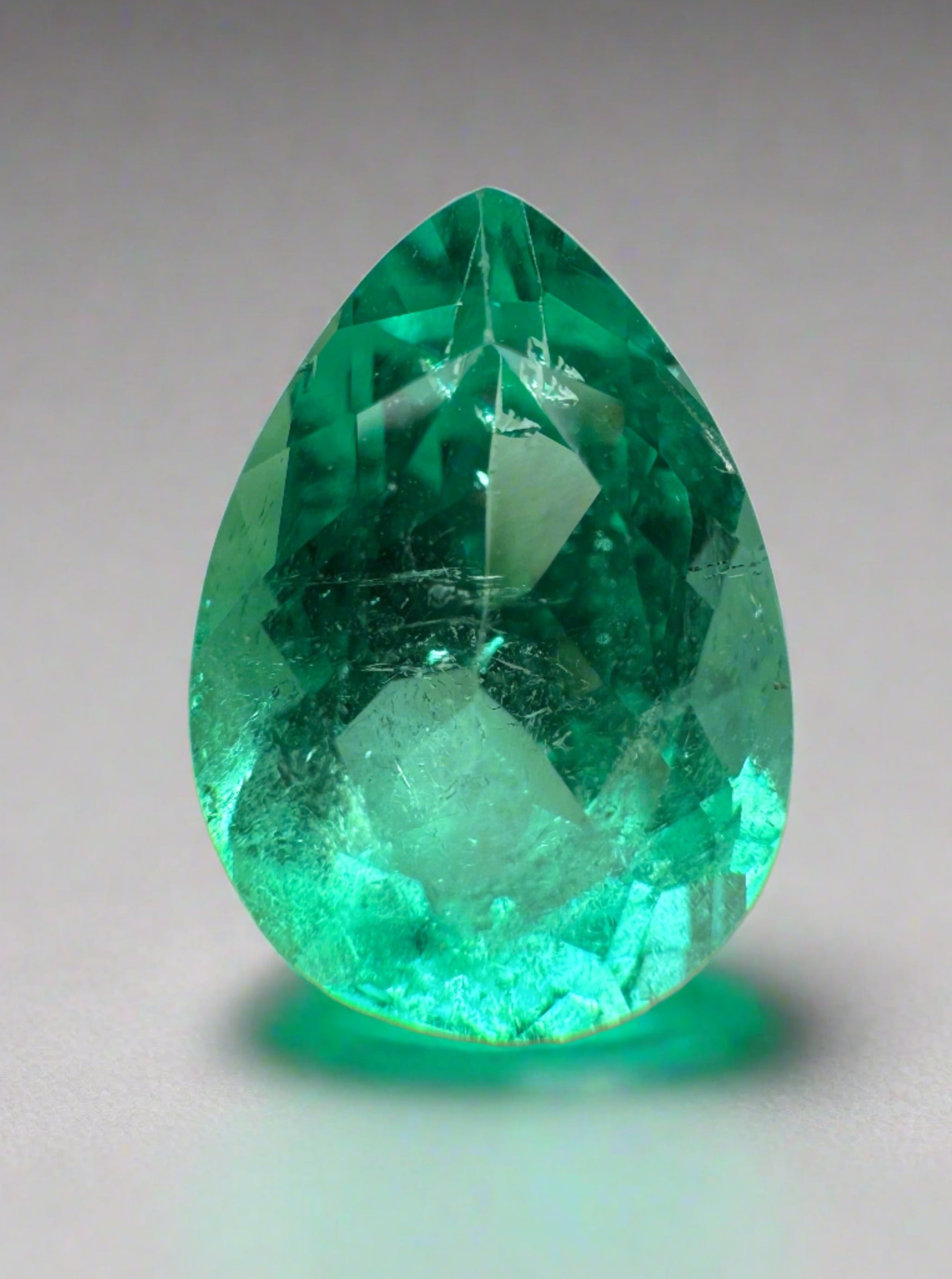 2.77 carat 11x8 Bubbly Natural Loose Colombian Emerald-Pear Cut - JR Colombian Emeralds