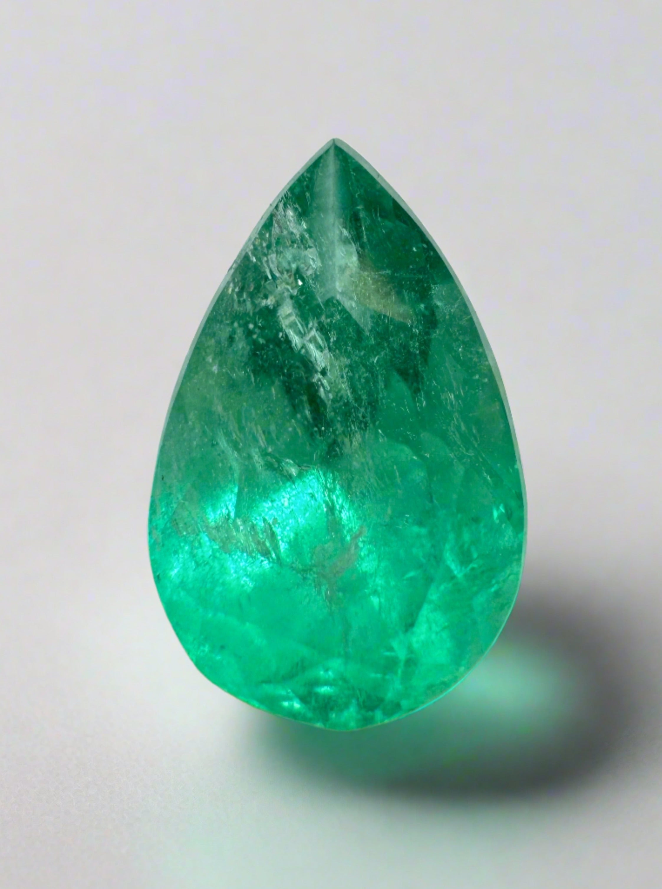 2.80 carat 12x7.5 Yellowish Green Natural Loose Colombian Emerald-Pear Cut - JR Colombian Emeralds