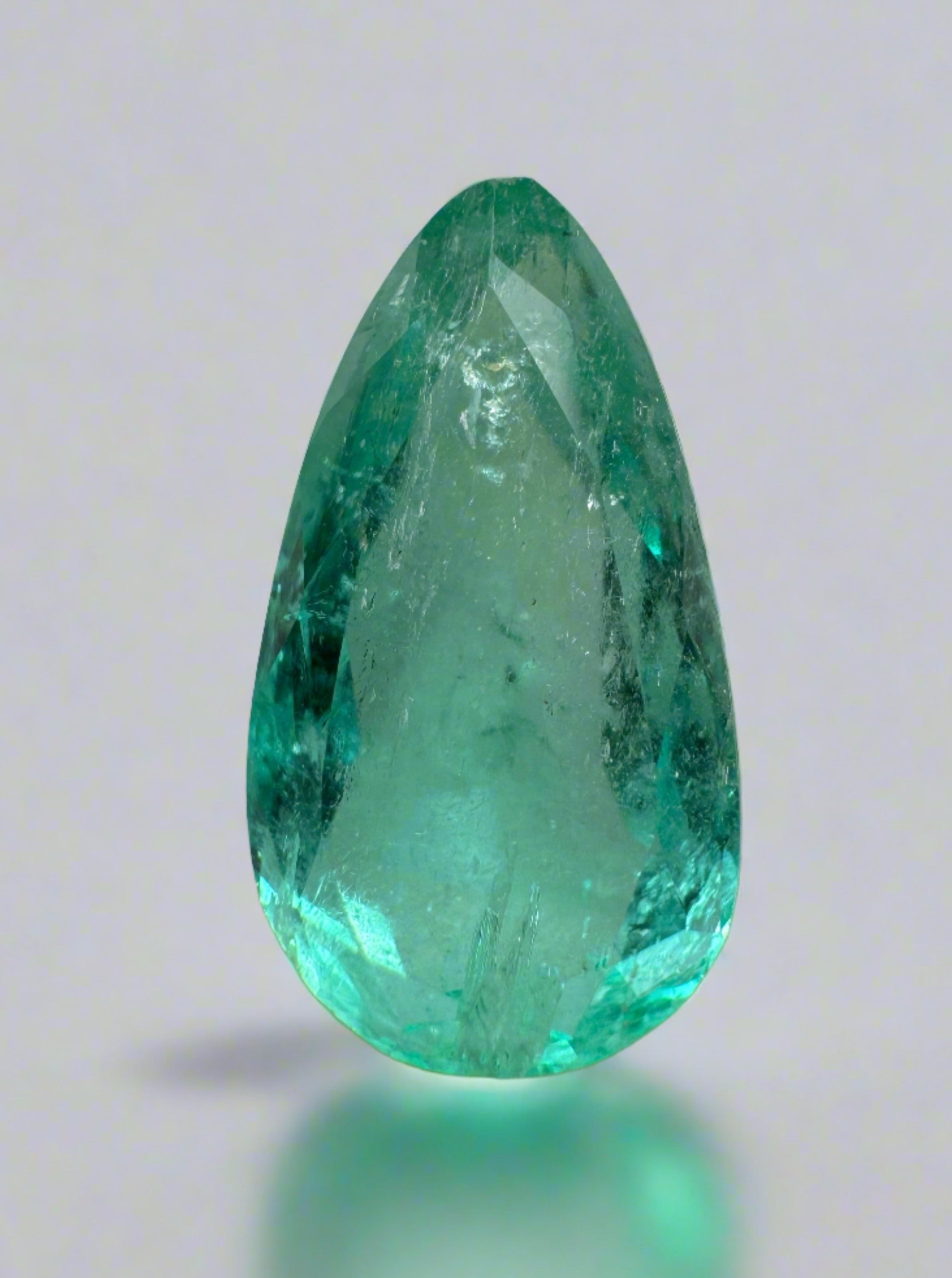 2.80 Carat Light Blue Green Natural Loose Colombian Emerald-Pear Cut - JR Colombian Emeralds