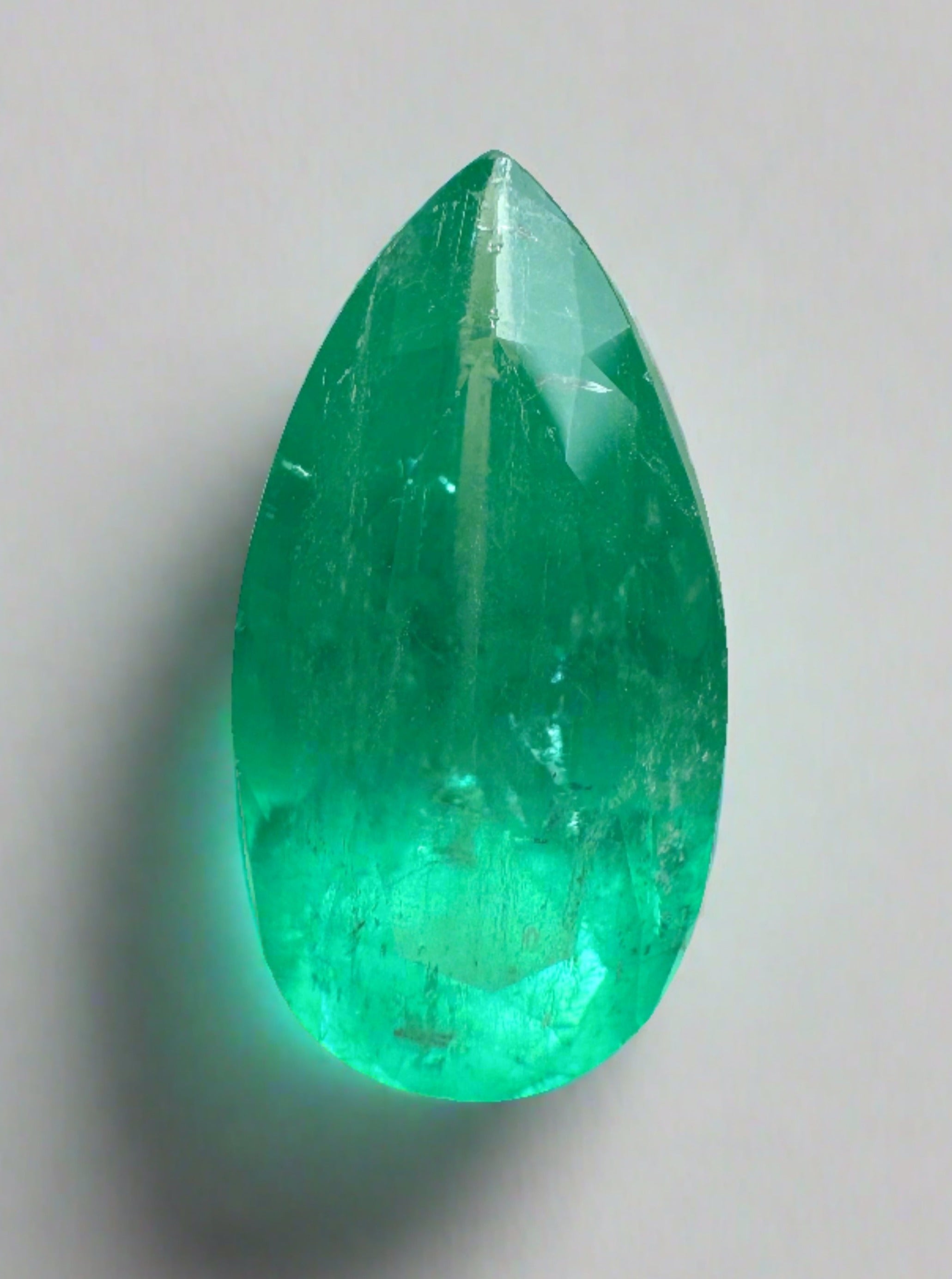 2.84 Carat Bluish Green Natural Loose Colombian Emerald-Pear Cut - JR Colombian Emeralds