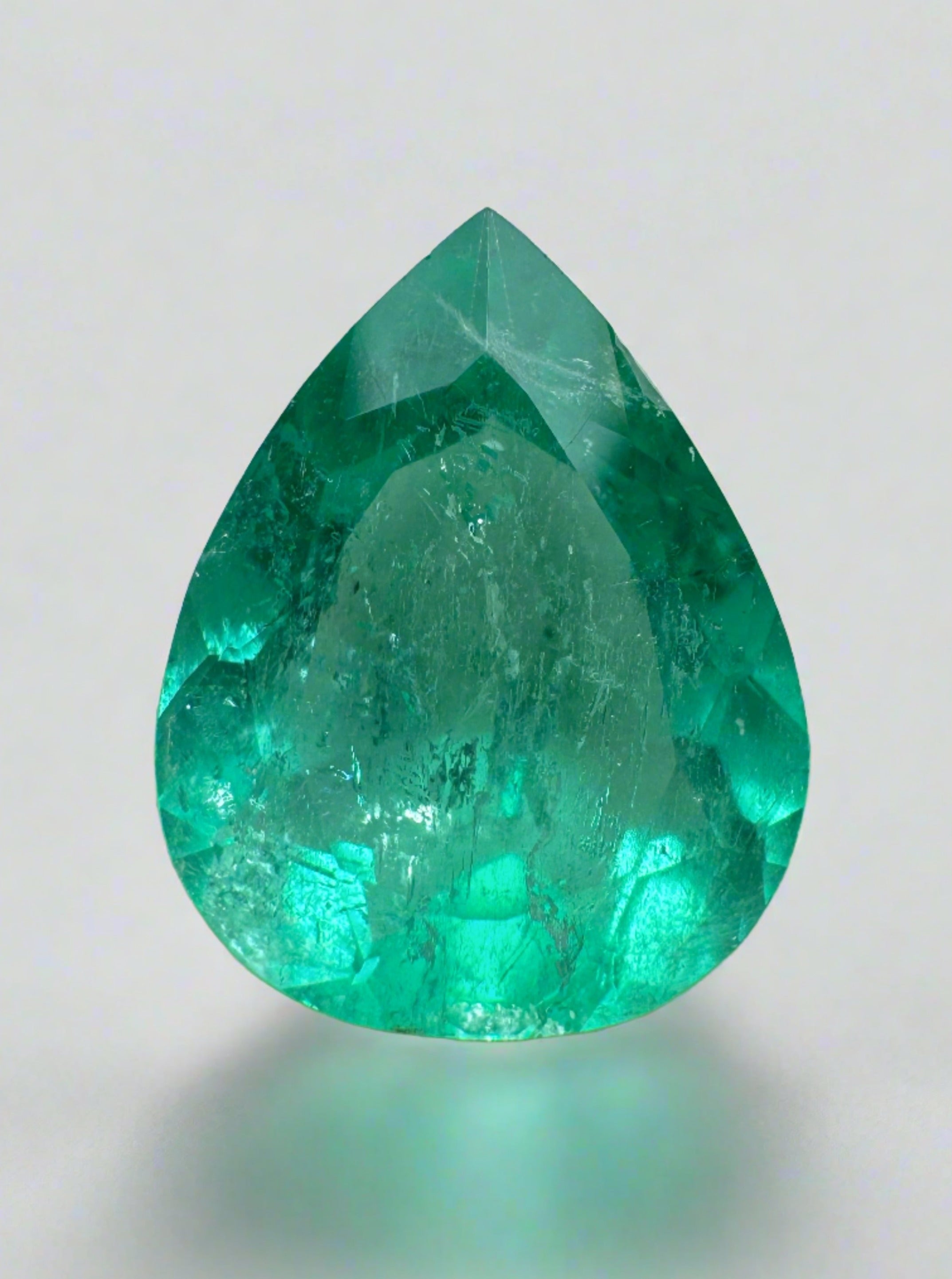 2.84 Carat Chunky Bluish Green Natural Loose Colombian Emerald-Pear Cut - JR Colombian Emeralds