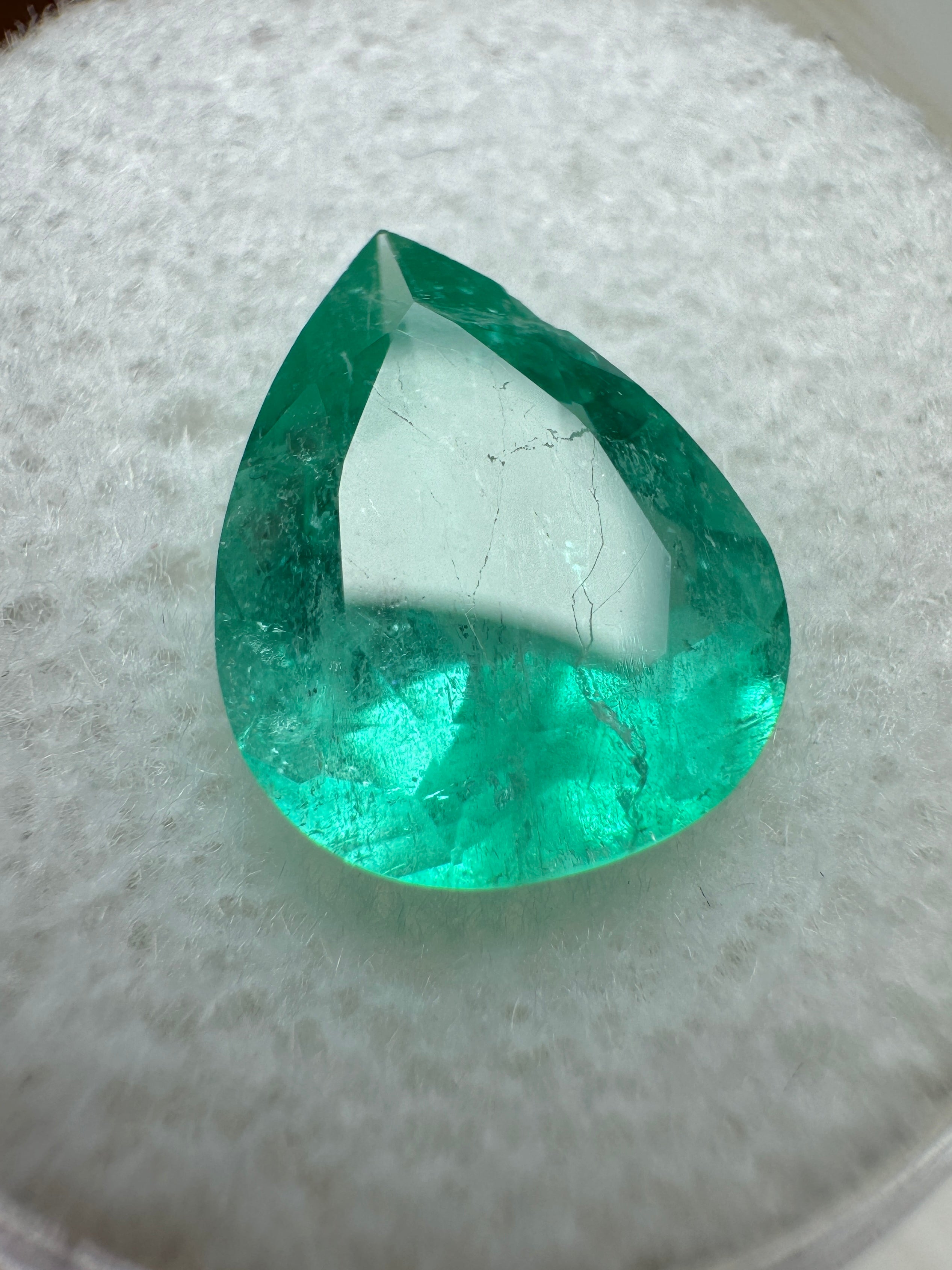 2.84 Carat Chunky Bluish Green Natural Loose Colombian Emerald-Pear Cut - JR Colombian Emeralds