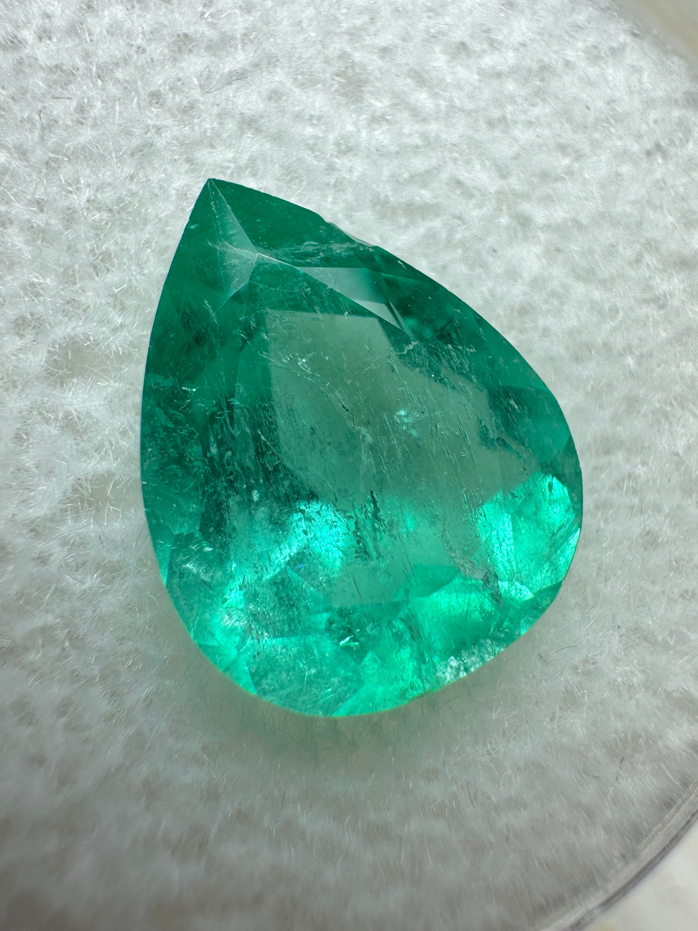 2.84 Carat Chunky Bluish Green Natural Loose Colombian Emerald-Pear Cut - JR Colombian Emeralds