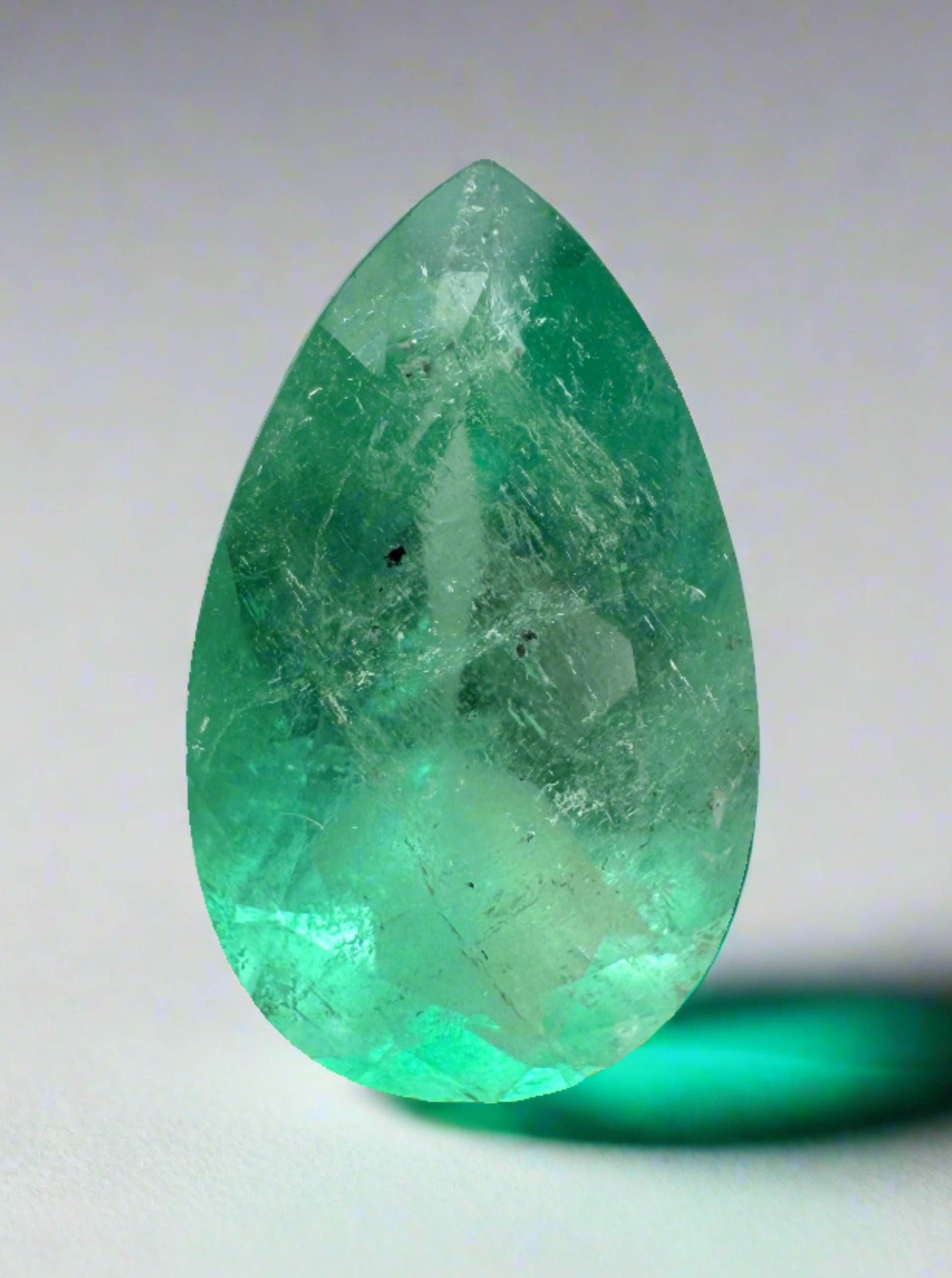 2.85 Carat Medium Light Green Natural Loose Colombian Emerald-Pear Cut - JR Colombian Emeralds