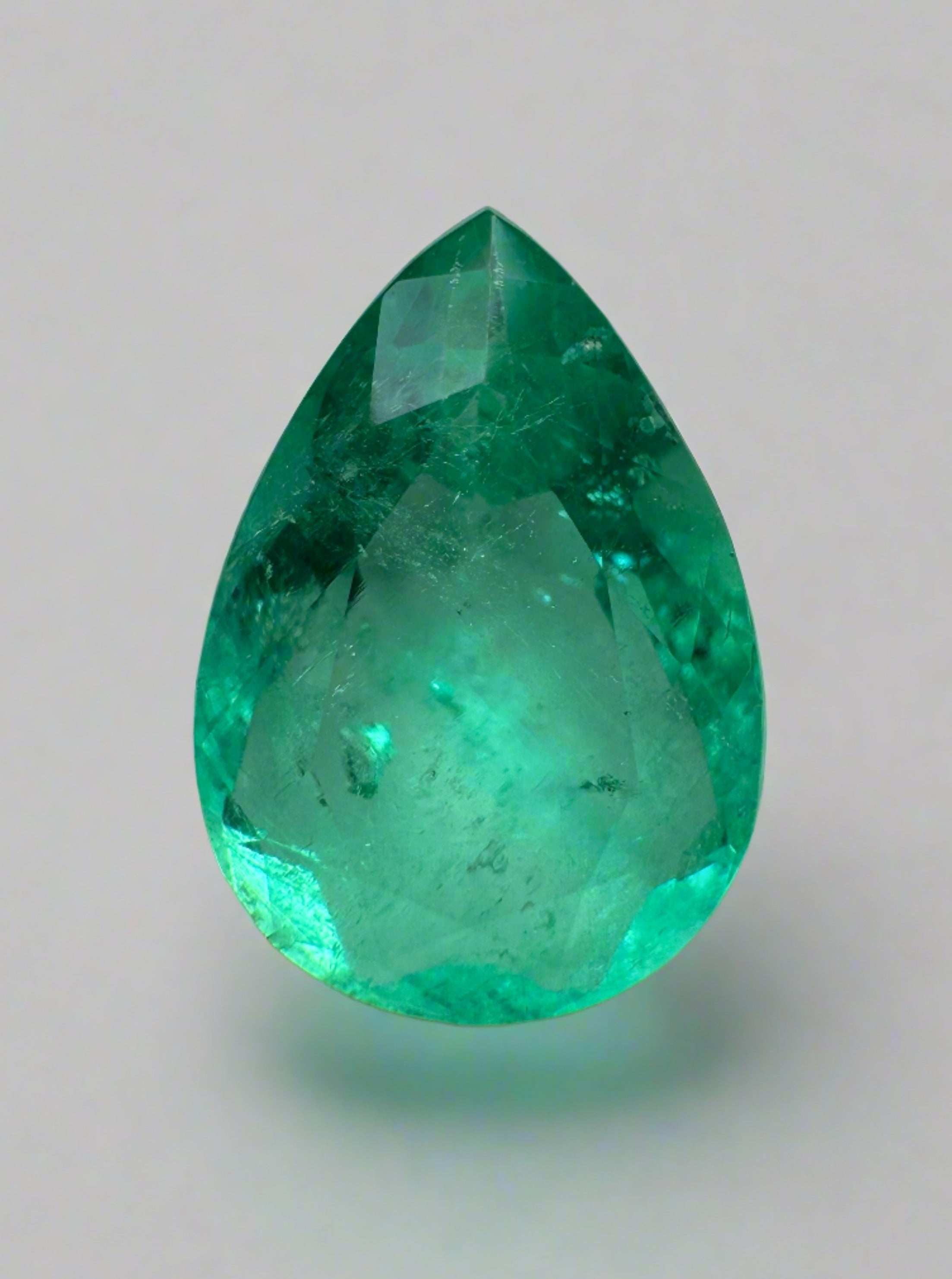 2.88 Carat Light Blue Green Natural Loose Colombian Emerald-Pear Cut - JR Colombian Emeralds