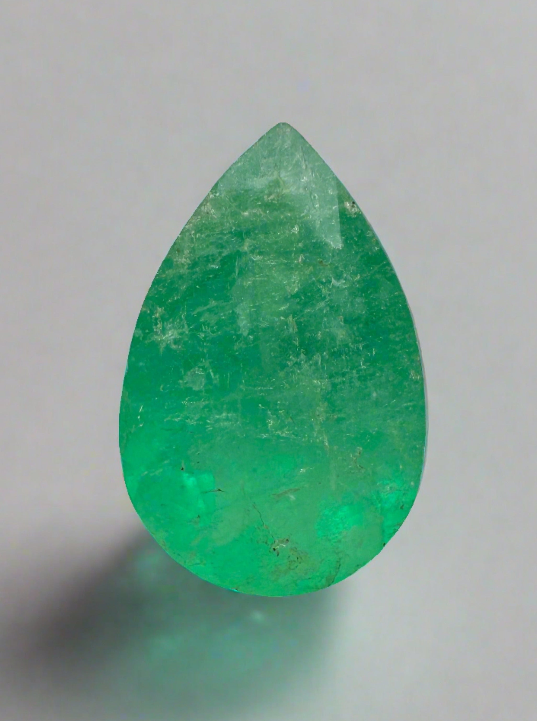 2.92 Carat Yellowish Green Natural Loose Colombian Emerald-Pear Cut - JR Colombian Emeralds