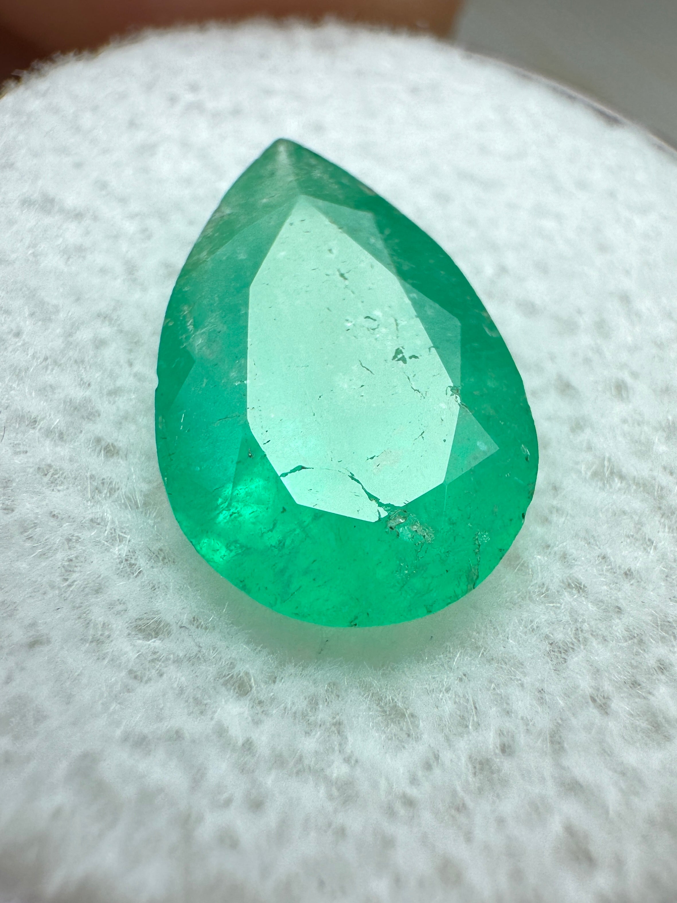 2.92 Carat Yellowish Green Natural Loose Colombian Emerald-Pear Cut - JR Colombian Emeralds