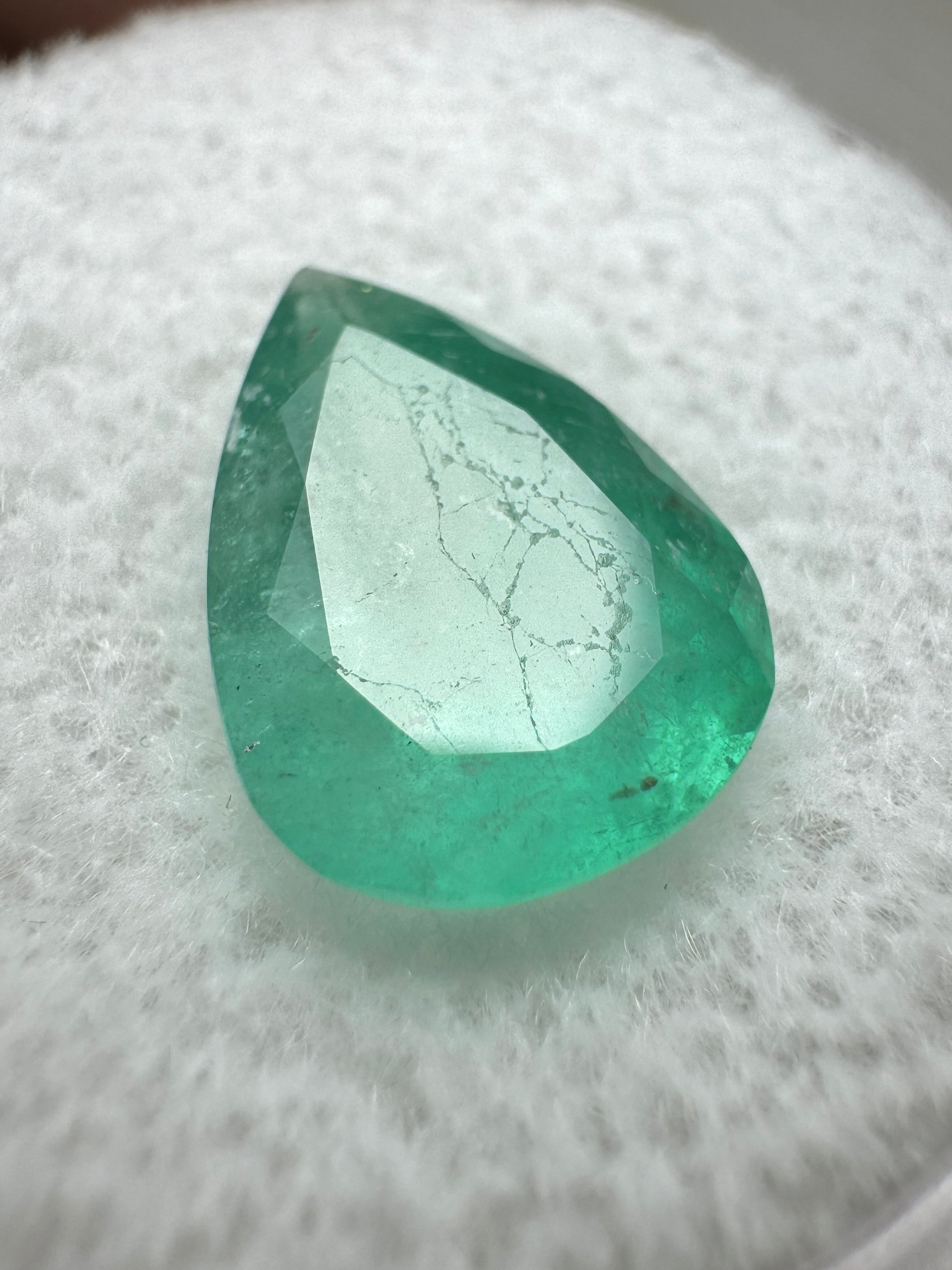 3.0 Carat Chunky Bluish Green Natural Loose Colombian Emerald-Pear Cut - JR Colombian Emeralds