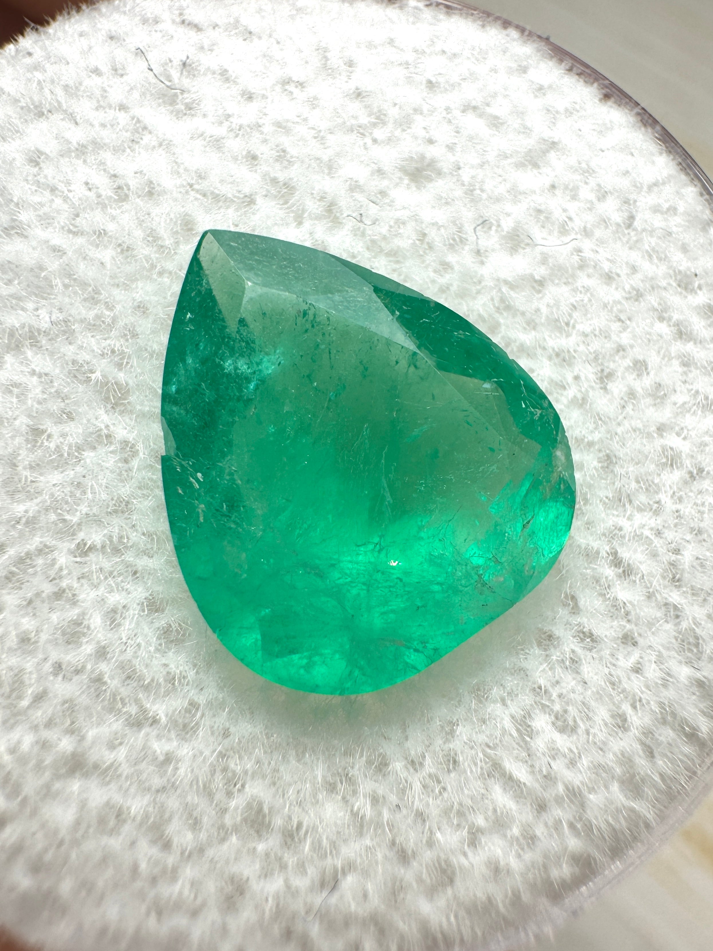 3.09 Carat 12x10 Chunky Green Natural Loose Colombian Emerald-Pear Cut - JR Colombian Emeralds