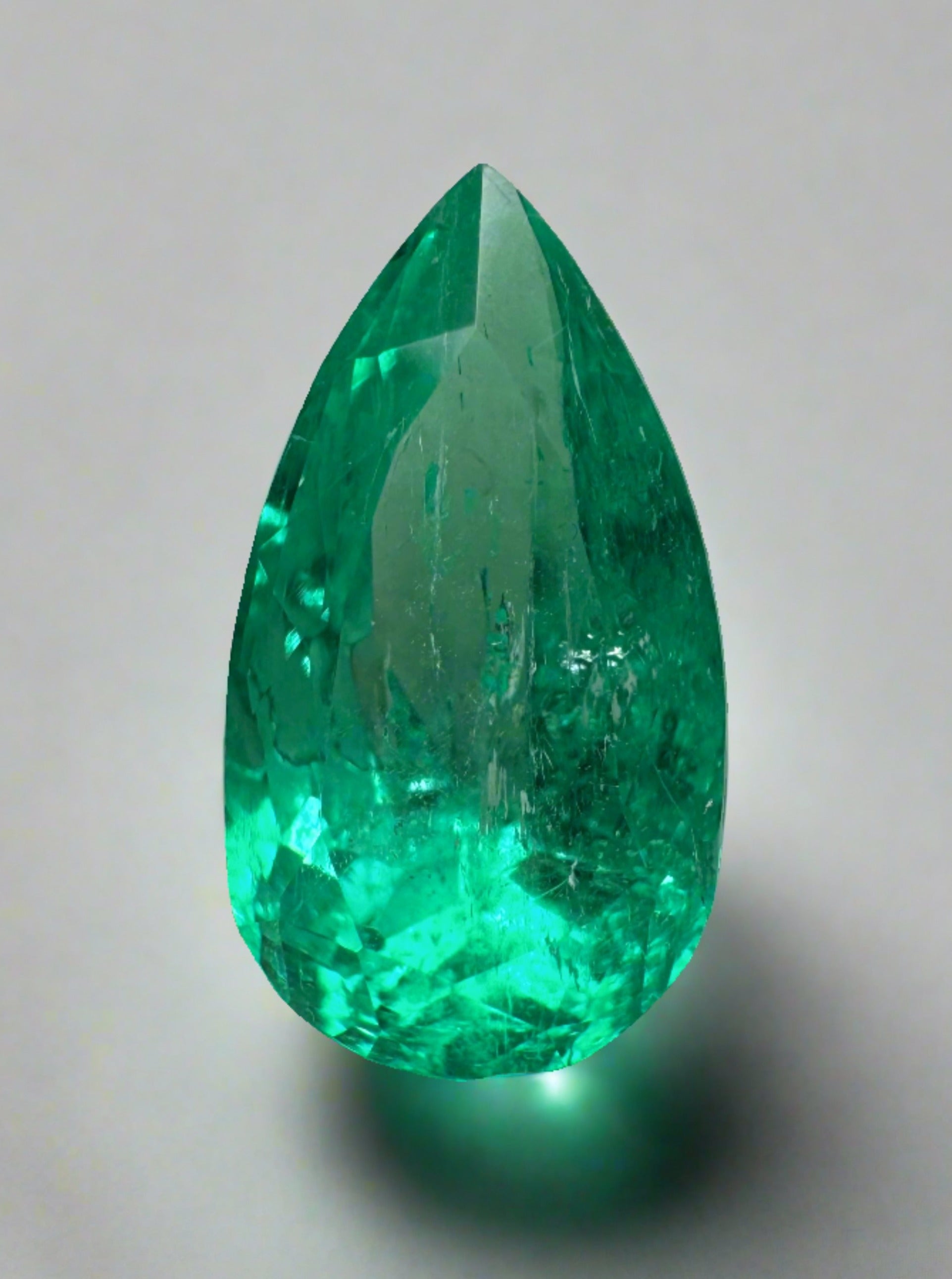 3.10 Carat 13x7 Bluish Green Natural Loose Colombian Emerald-Pear Cut - JR Colombian Emeralds