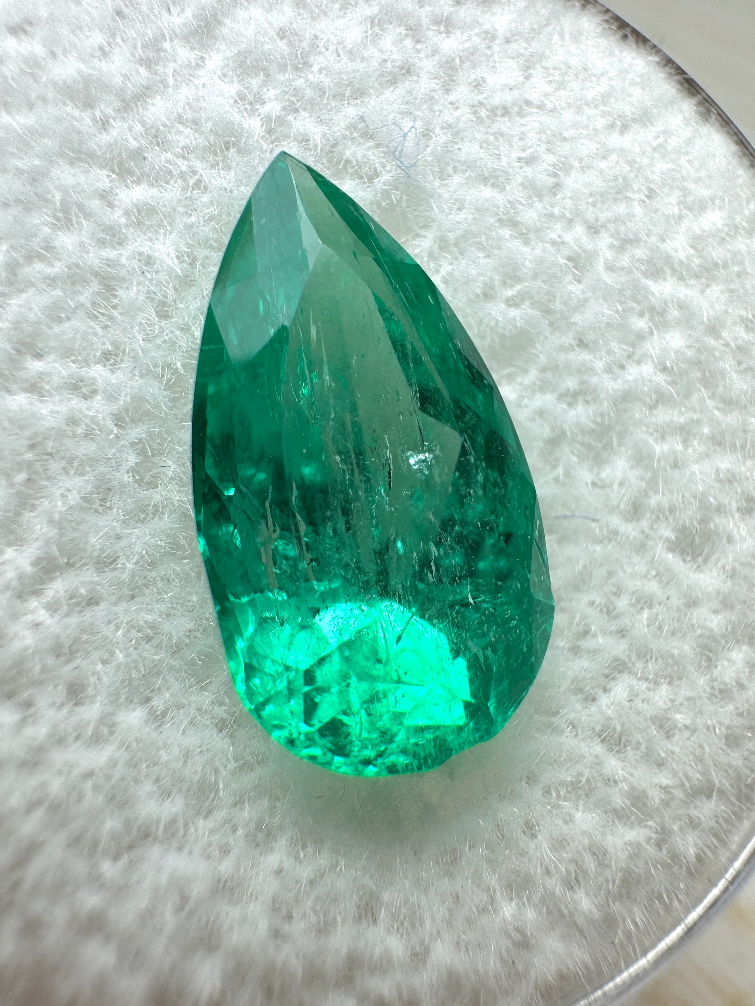 3.10 Carat 13x7 Bluish Green Natural Loose Colombian Emerald-Pear Cut - JR Colombian Emeralds