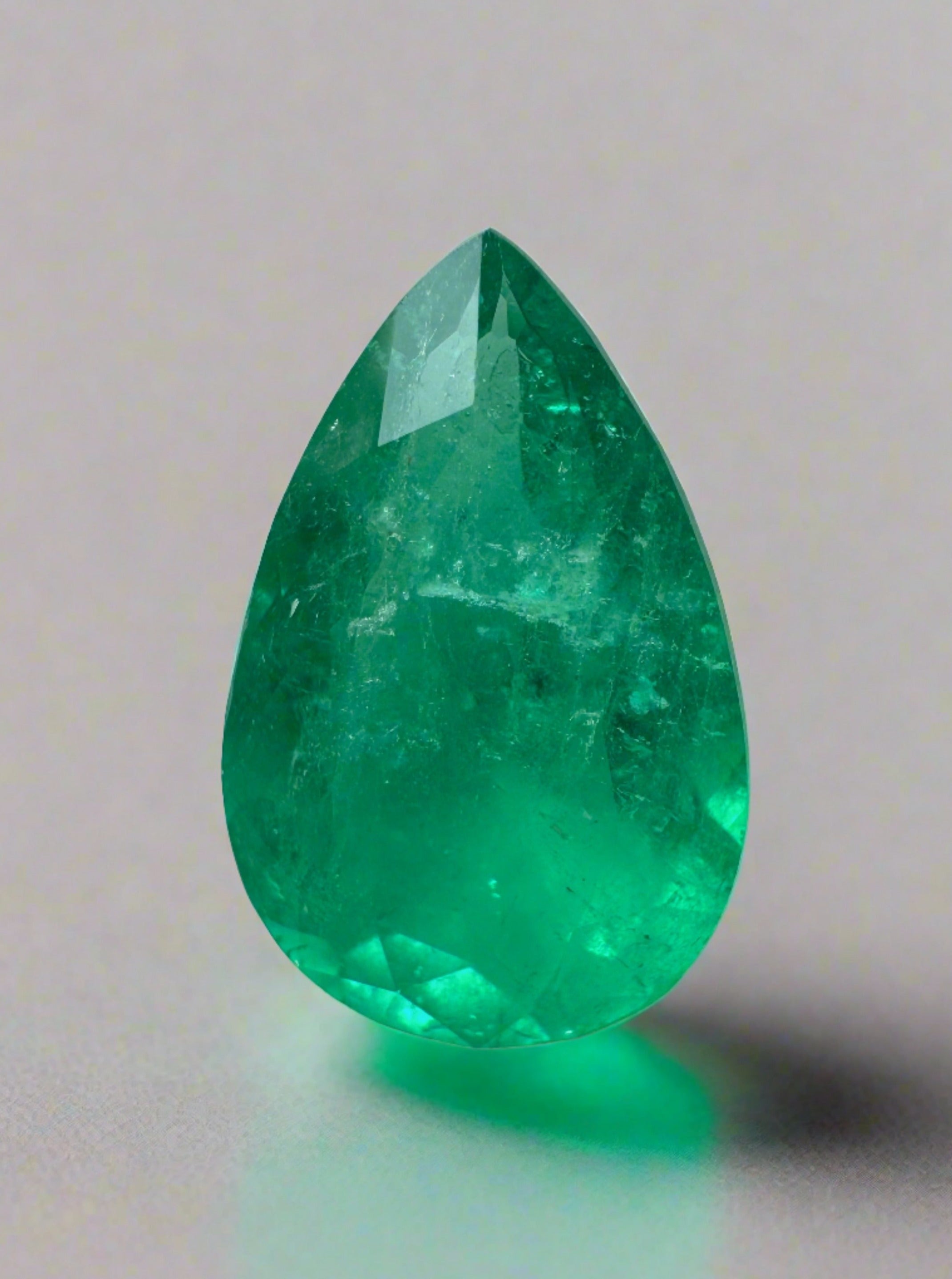 3.20 Carat 13.5x9 Green Natural Loose Colombian Emerald-Pear Cut - JR Colombian Emeralds