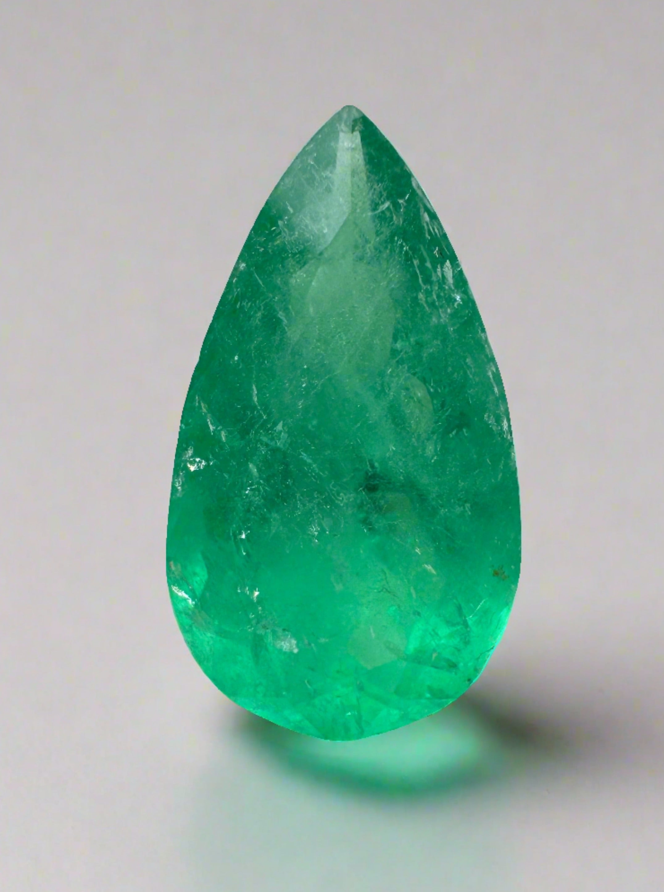 3.24 Carat 14x8 Green Natural Loose Colombian Emerald-Pear Cut - JR Colombian Emeralds