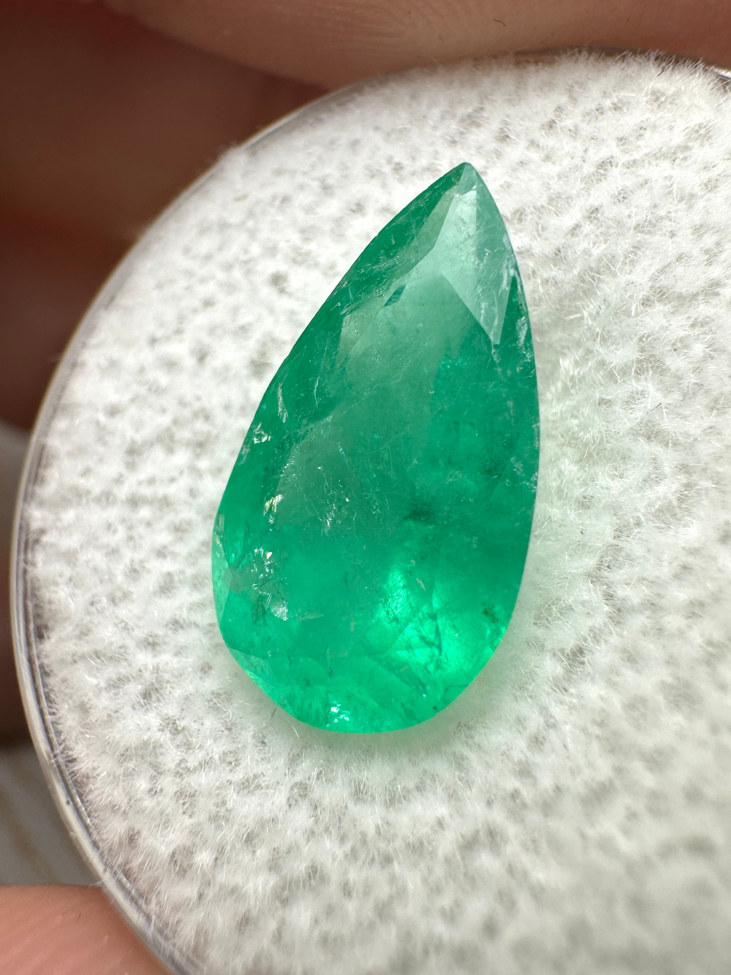 3.24 Carat 14x8 Green Natural Loose Colombian Emerald-Pear Cut - JR Colombian Emeralds