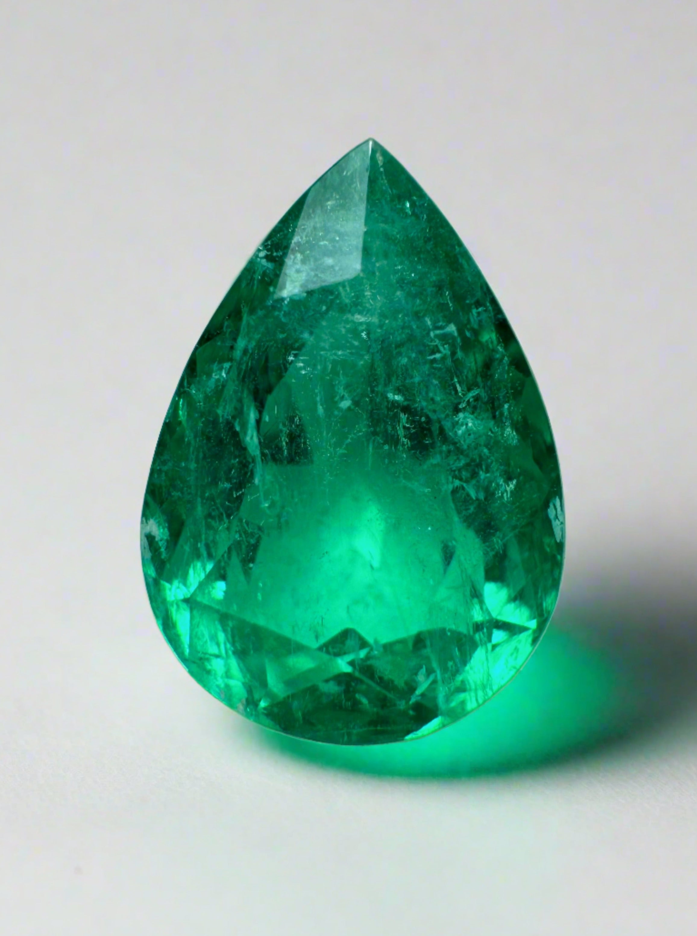 3.26 Carat 12x8 Fine Green Natural Loose Colombian Emerald-Pear Cut - JR Colombian Emeralds