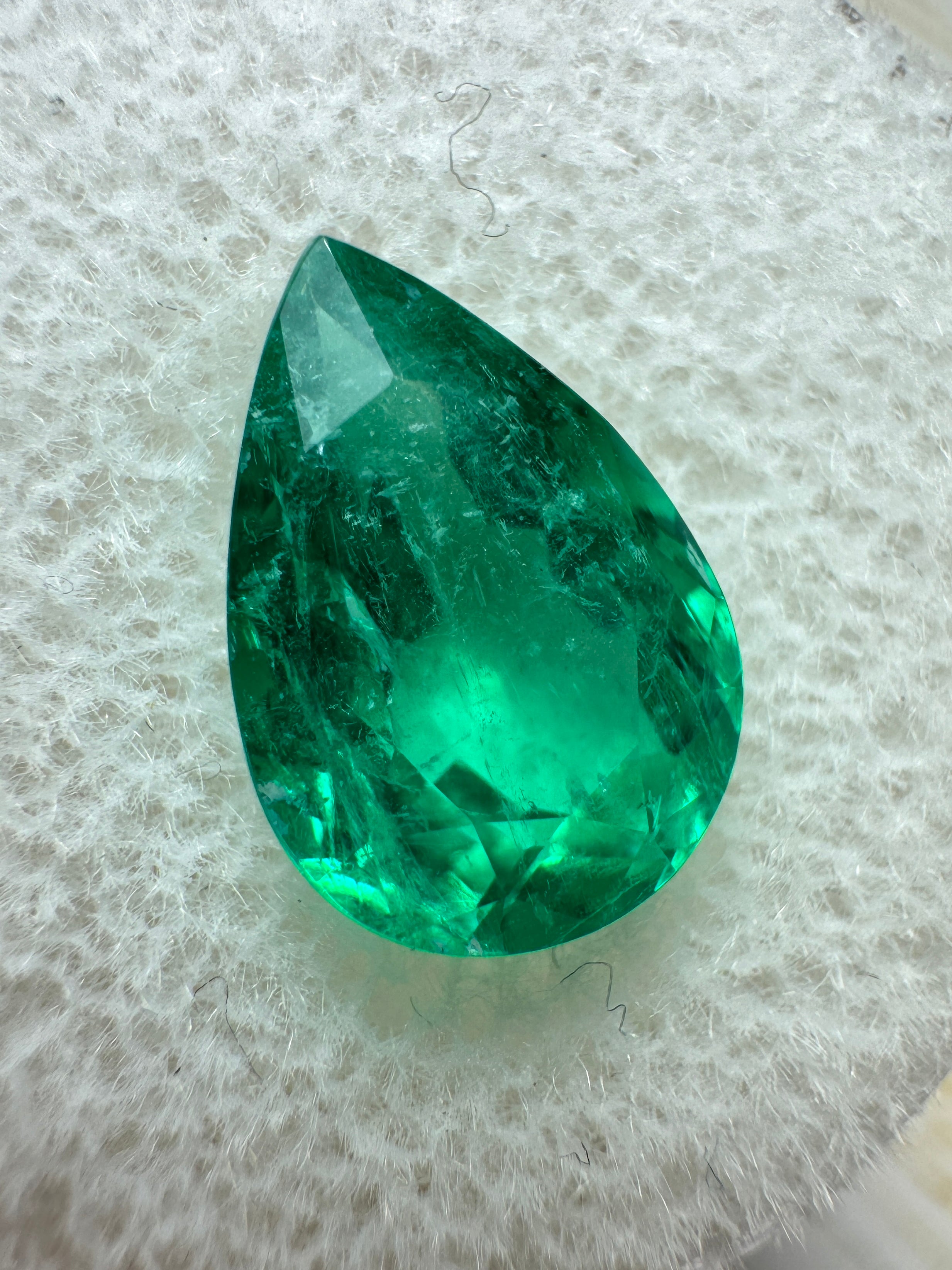 3.26 Carat 12x8 Fine Green Natural Loose Colombian Emerald-Pear Cut - JR Colombian Emeralds