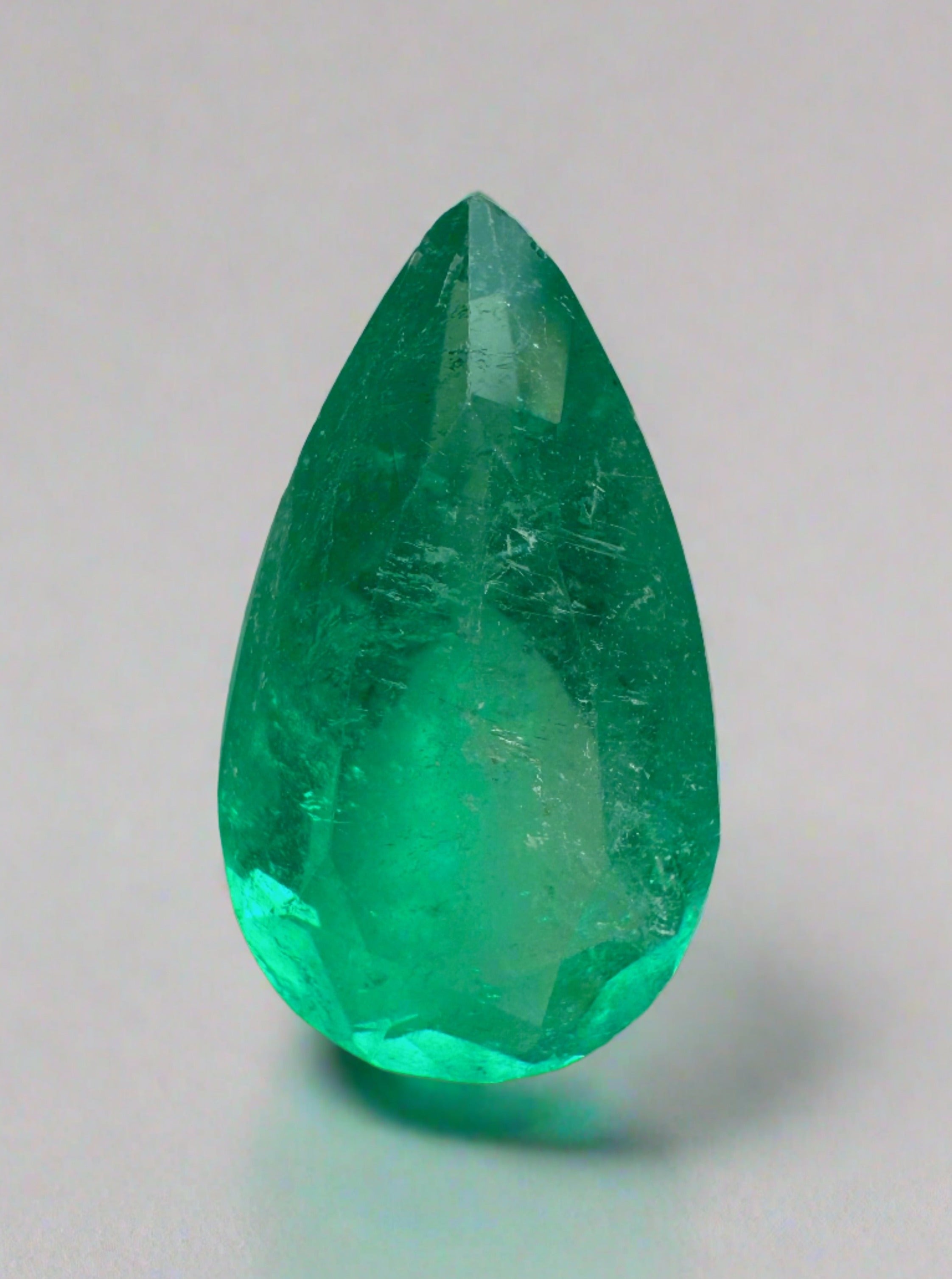 3.31 Carat 14.5x8 Long Green Natural Loose Colombian Emerald-Pear Cut - JR Colombian Emeralds