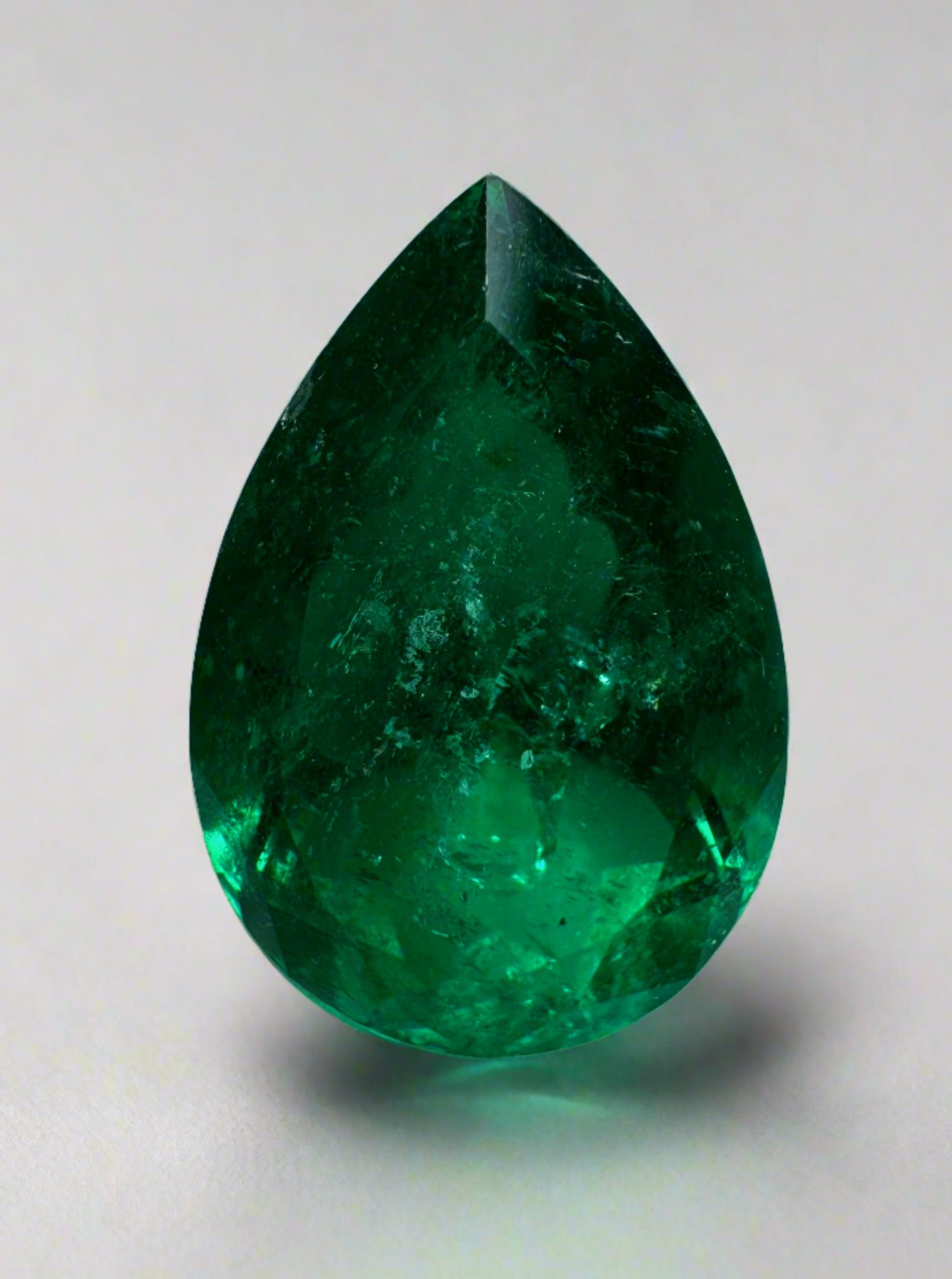 3.37 Carat Minor Oil Fine Muzo Green Natural Loose Colombian Emerald-Pear Cut - JR Colombian Emeralds