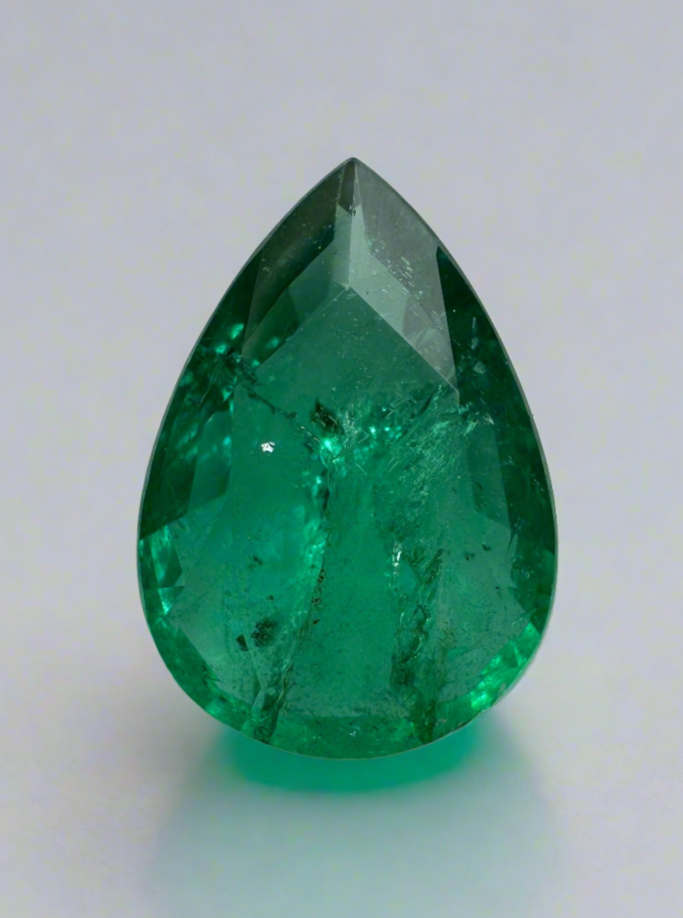 3.44 Carat 13x9 Freckled Green Natural Loose Zambian Emerald-Pear Cut - JR Colombian Emeralds