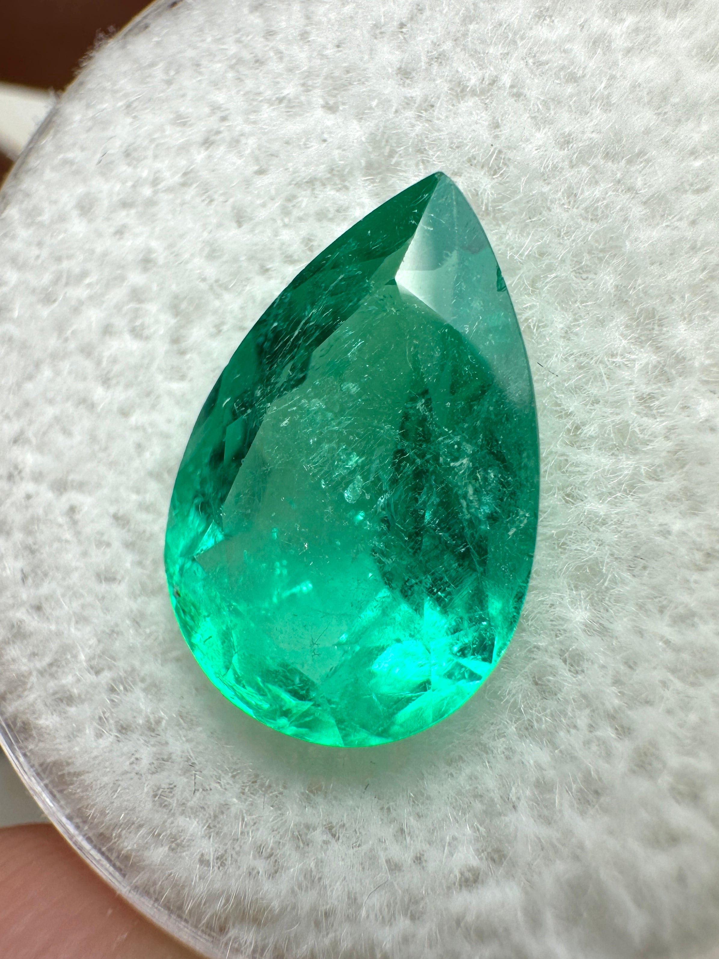 3.72 Carat Transparent Natural Loose Colombian Emerald-Pear Cut - JR Colombian Emeralds