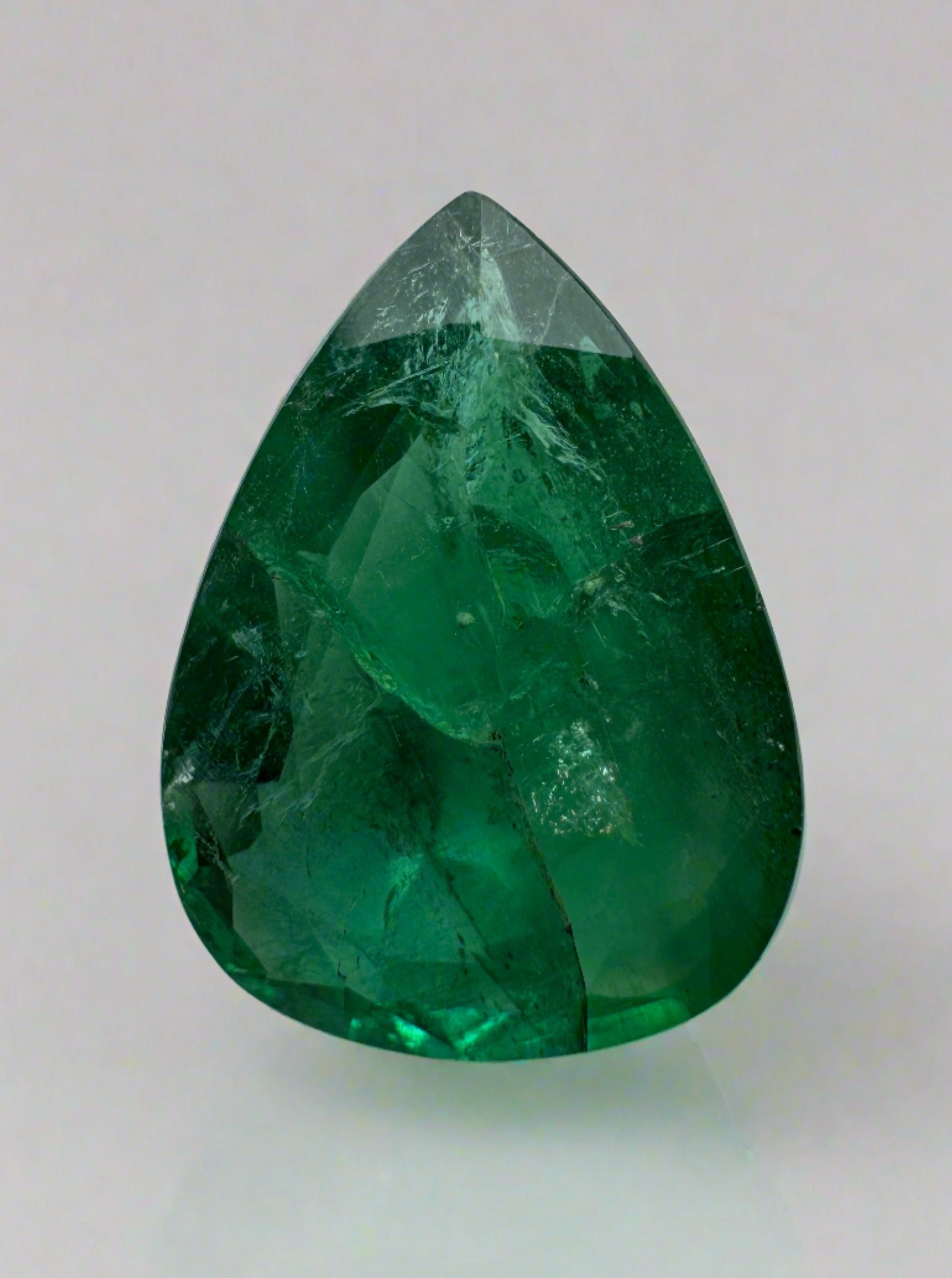 3.78 Carat 14x10 Deep Green Natural Loose Zambian Emerald-Pear Cut - JR Colombian Emeralds