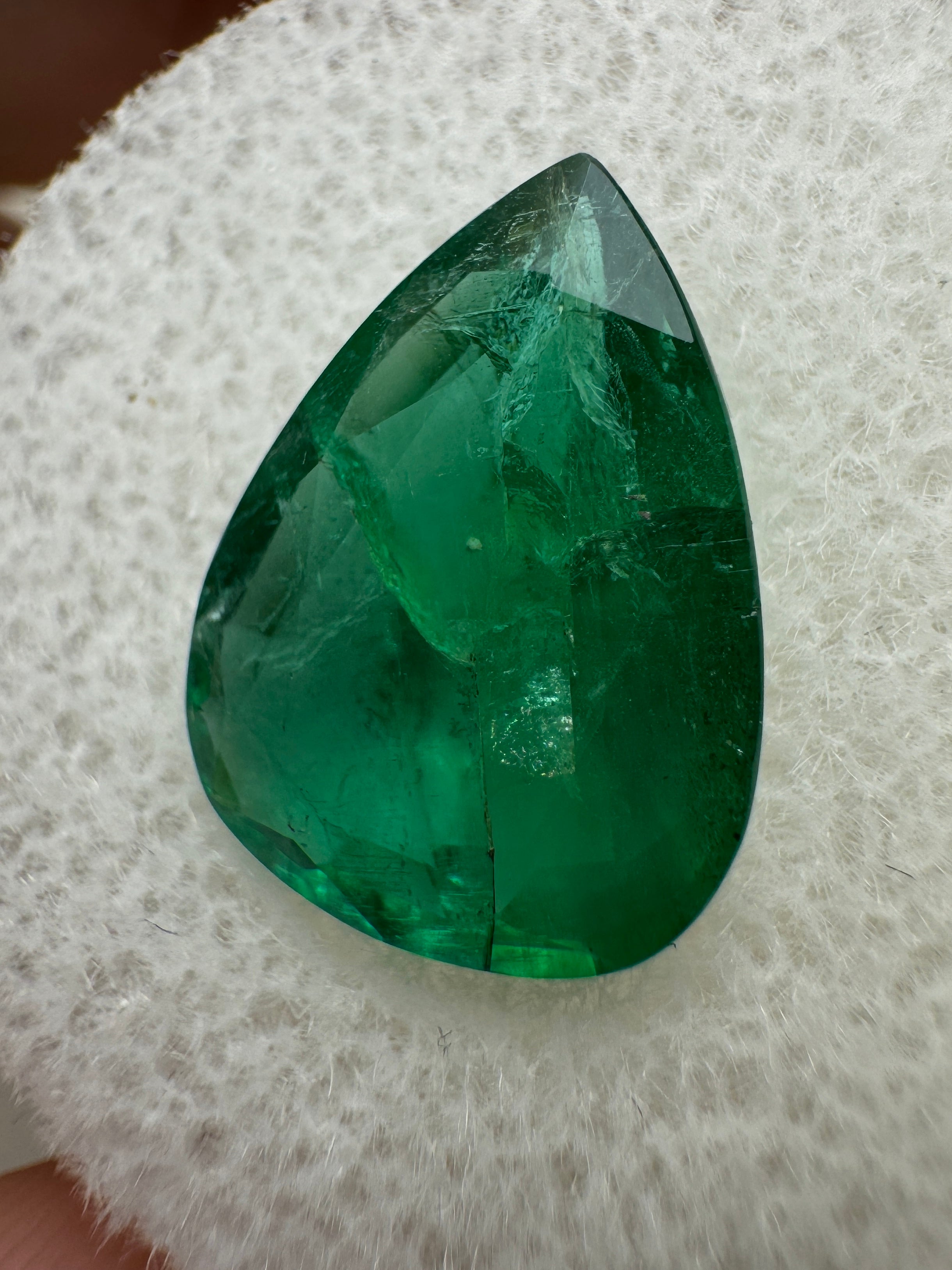 3.78 Carat 14x10 Deep Green Natural Loose Zambian Emerald-Pear Cut - JR Colombian Emeralds