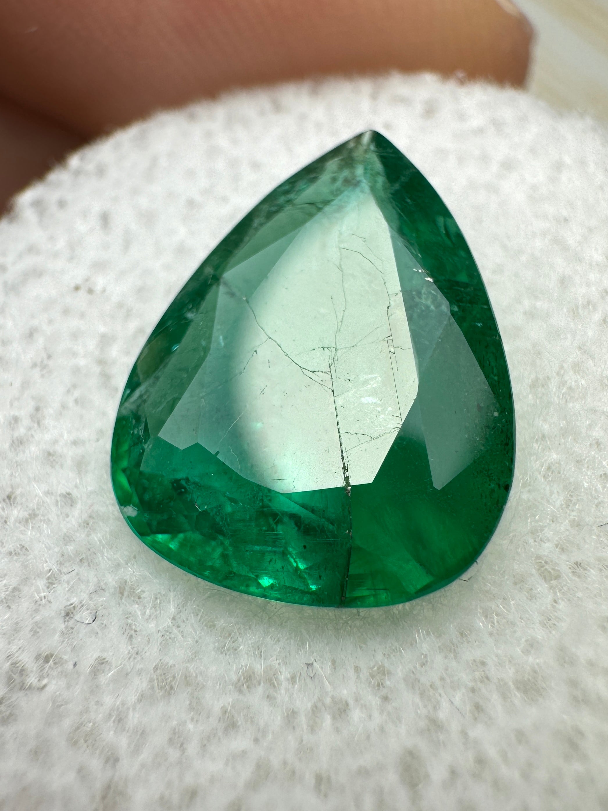 3.78 Carat 14x10 Deep Green Natural Loose Zambian Emerald-Pear Cut - JR Colombian Emeralds