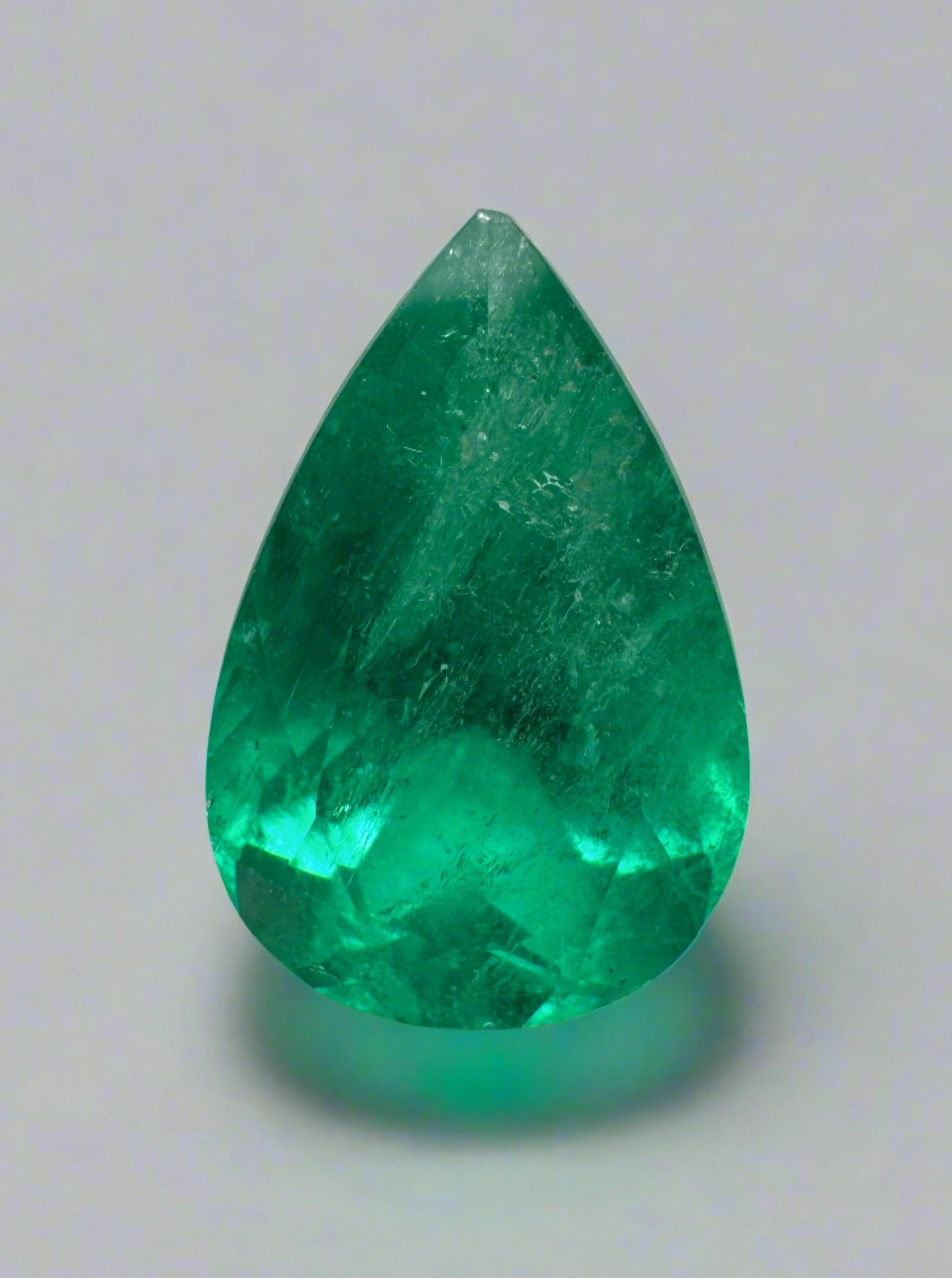 3.80 Carat 13x9 Bluish Green Natural Loose Colombian Emerald-Pear Cut - JR Colombian Emeralds