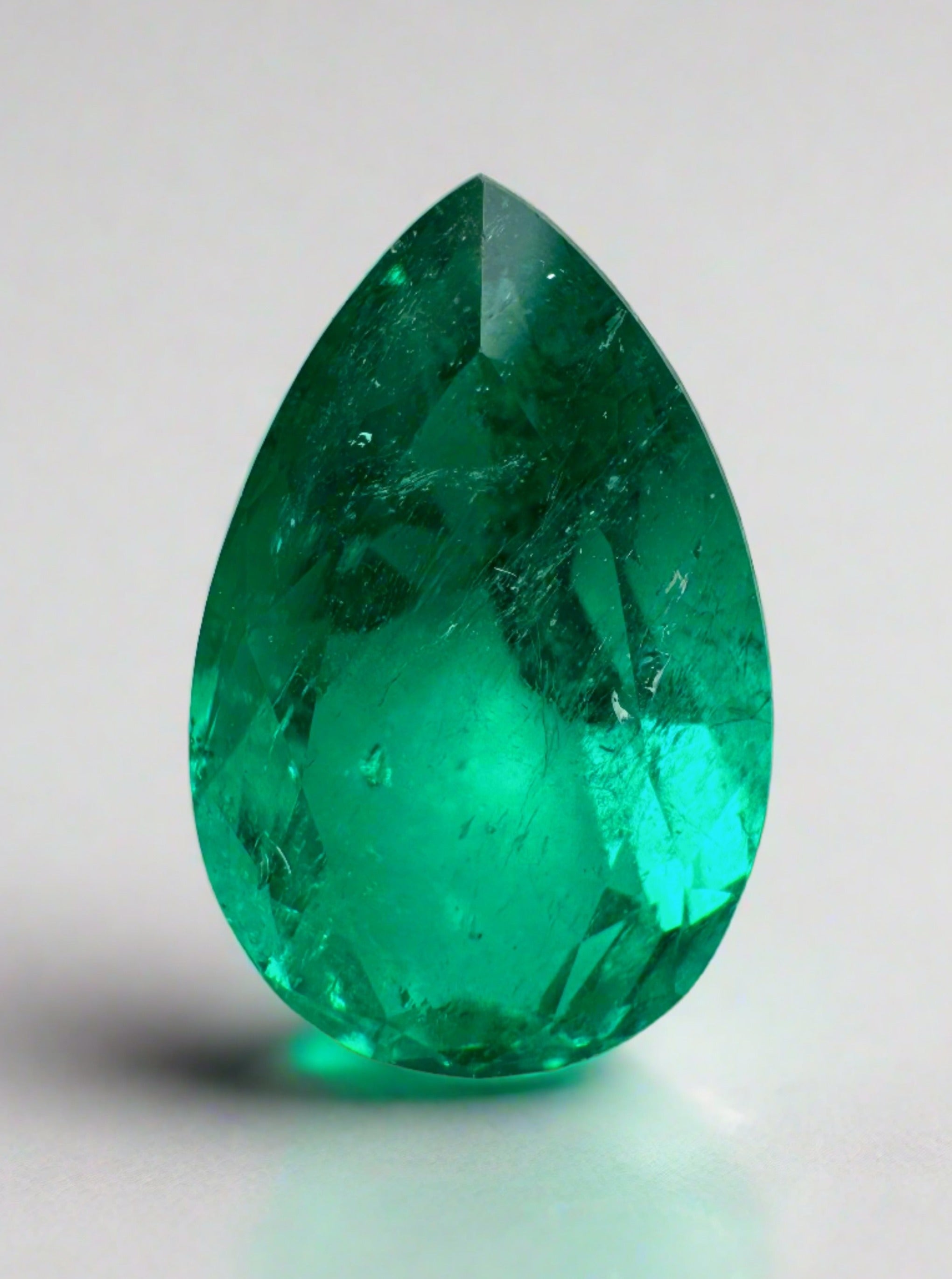 3.80 Carat Vivid Bluish Green Natural Loose Colombian Emerald-Pear Cut - JR Colombian Emeralds