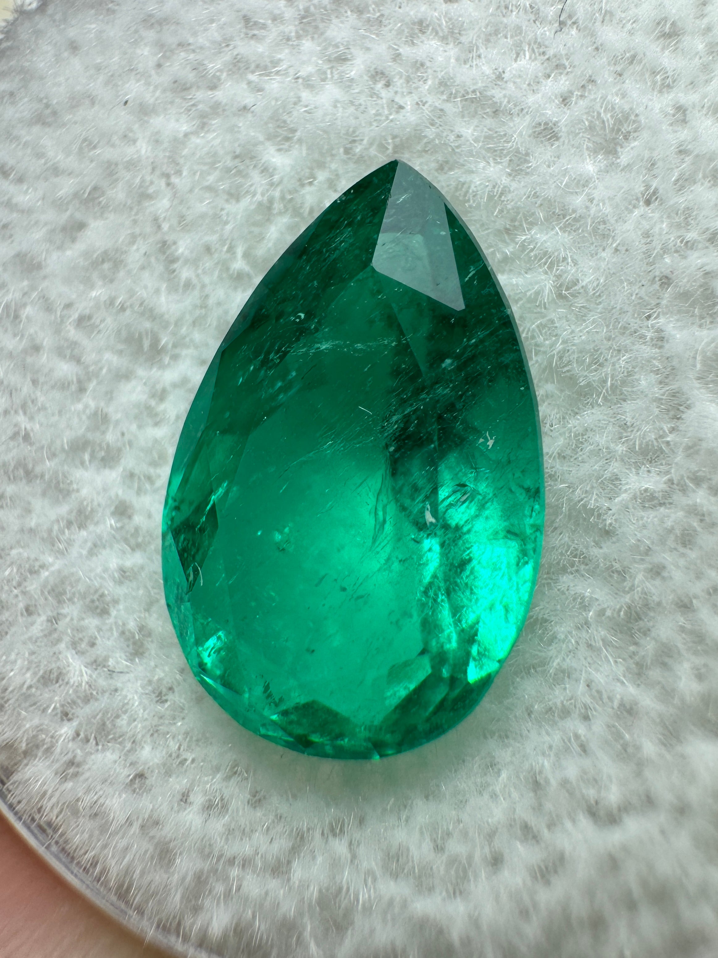 3.80 Carat Vivid Bluish Green Natural Loose Colombian Emerald-Pear Cut - JR Colombian Emeralds