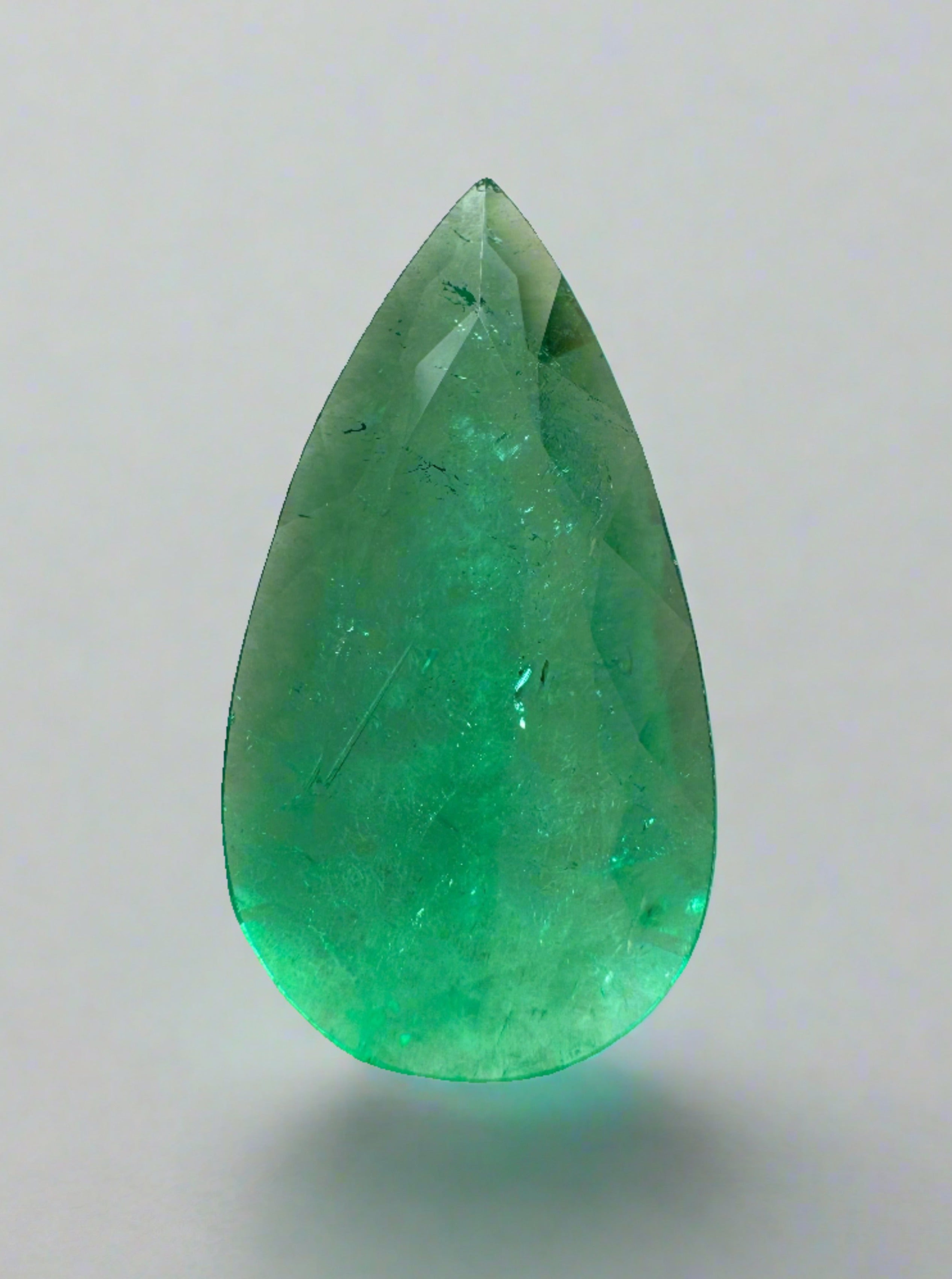 3.83 Carat 18x10 Spready Green Natural Loose Colombian Emerald-Pear Cut - JR Colombian Emeralds