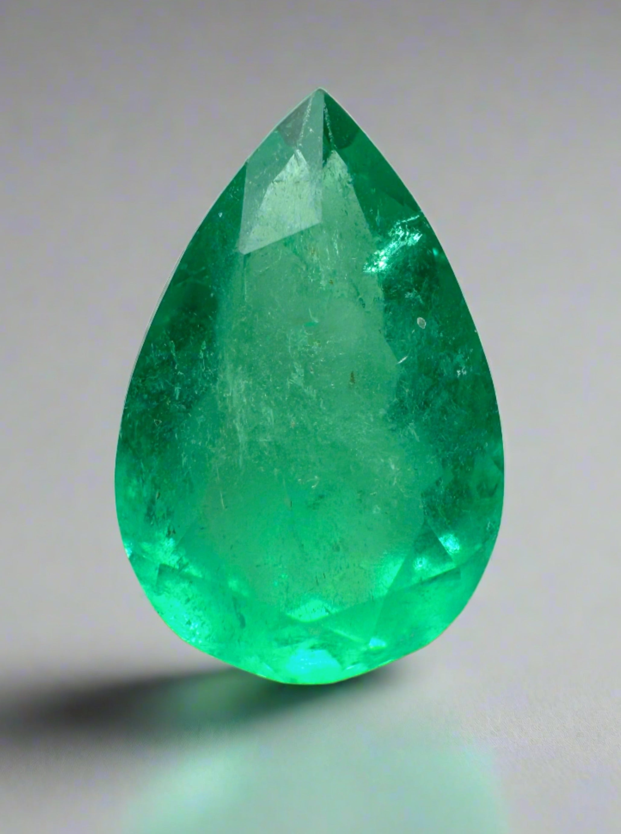 3.89 Carat 13.5x9 Medium Green Natural Loose Colombian Emerald-Pear Cut - JR Colombian Emeralds