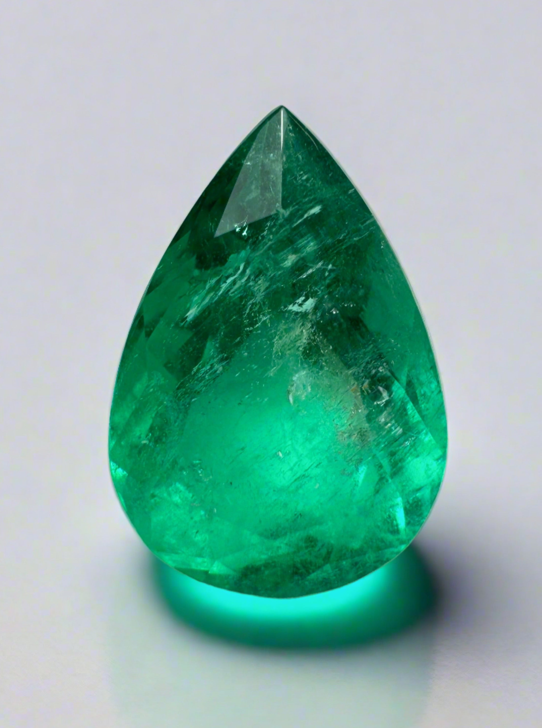 4.0 Carat 13x9 Yellowish Green Natural Loose Colombian Emerald-Pear Cut - JR Colombian Emeralds