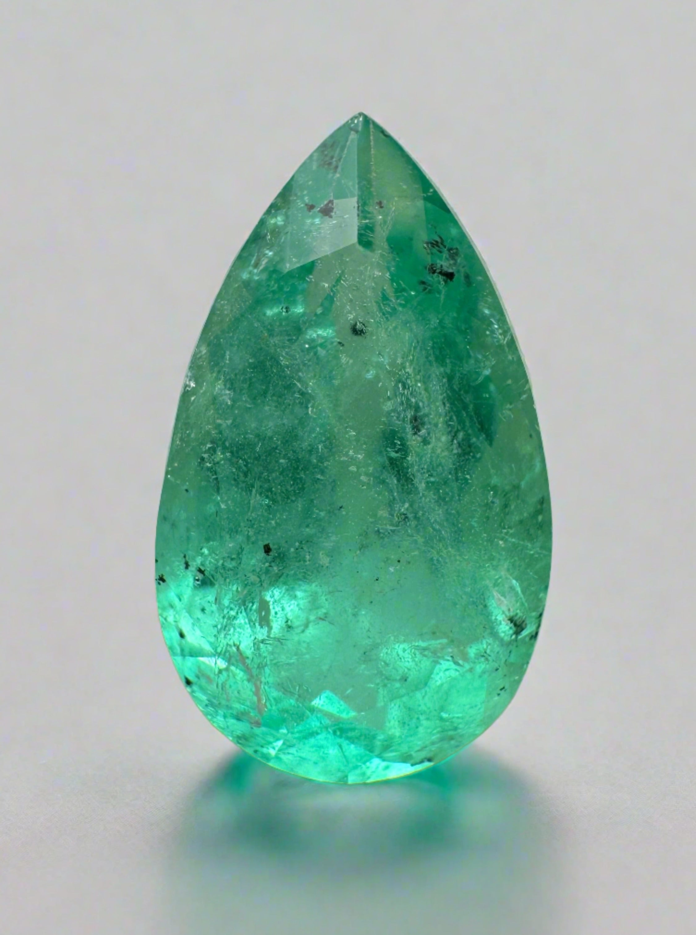 4.13 Carat Mint Green Natural Loose Colombian Emerald-Pear Cut - JR Colombian Emeralds