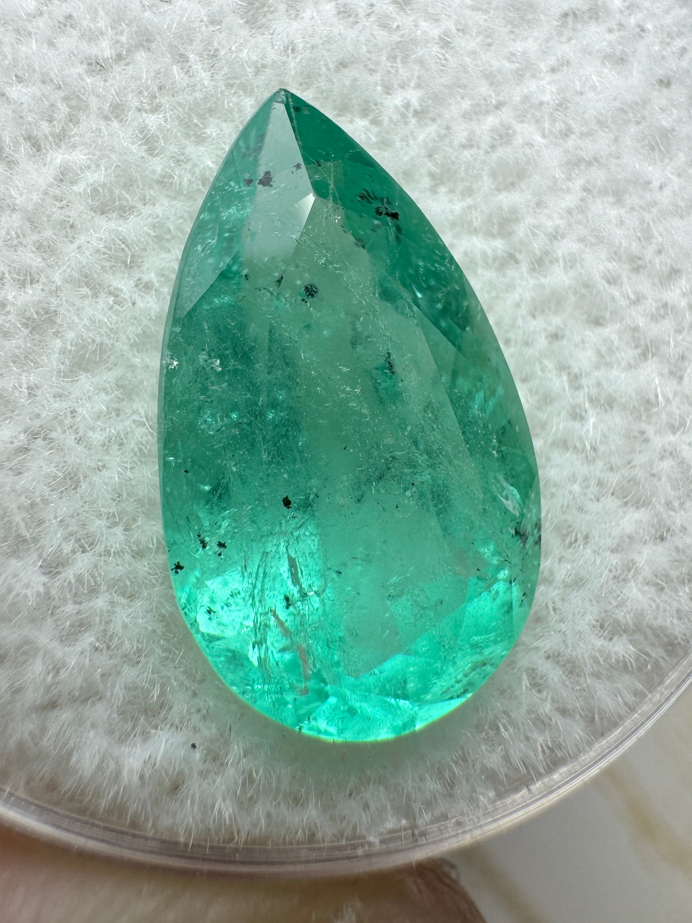 4.13 Carat Mint Green Natural Loose Colombian Emerald-Pear Cut - JR Colombian Emeralds