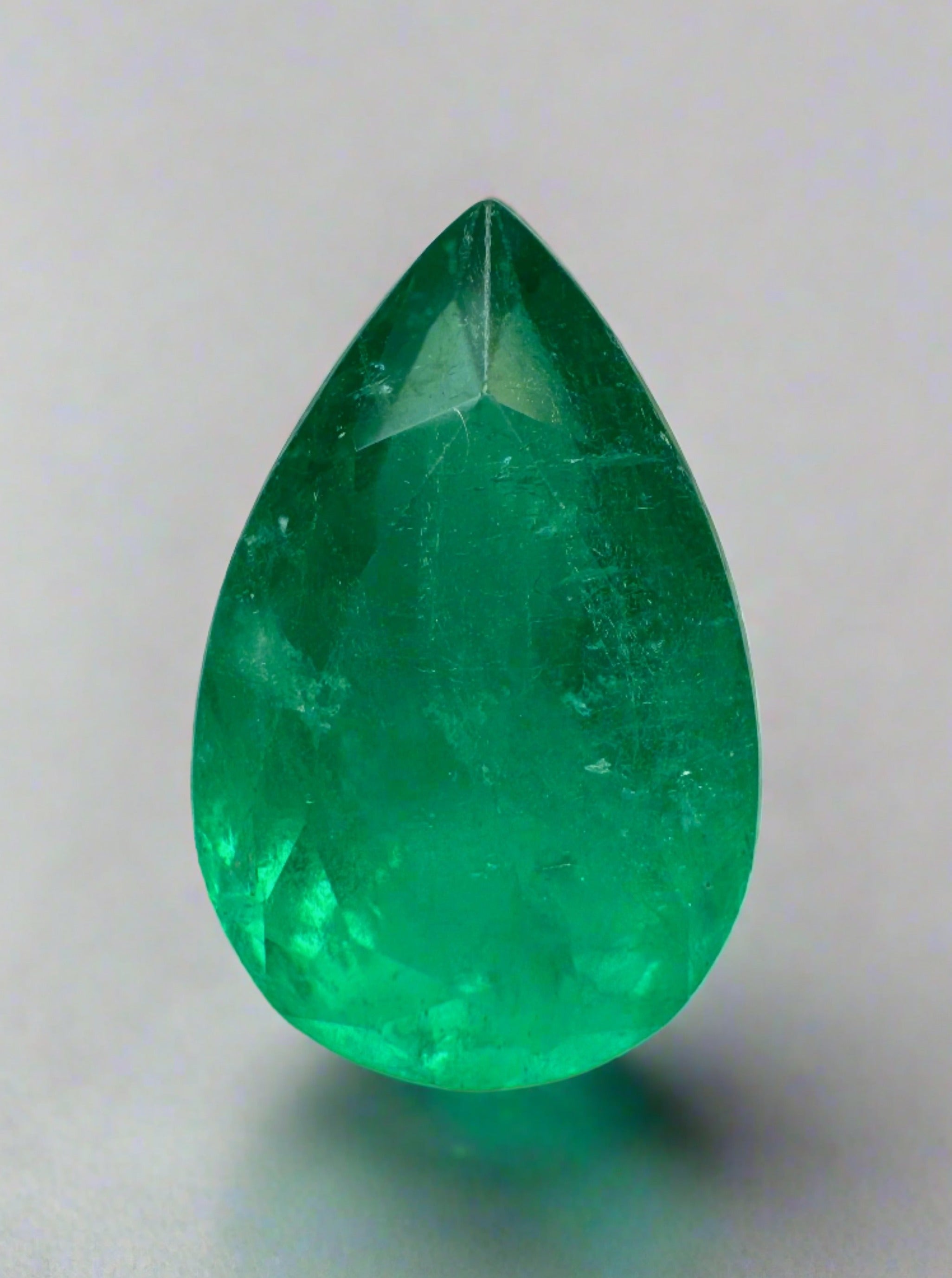 4.19 Carat 13x8 Grass Green Natural Loose Colombian Emerald-Pear Cut - JR Colombian Emeralds