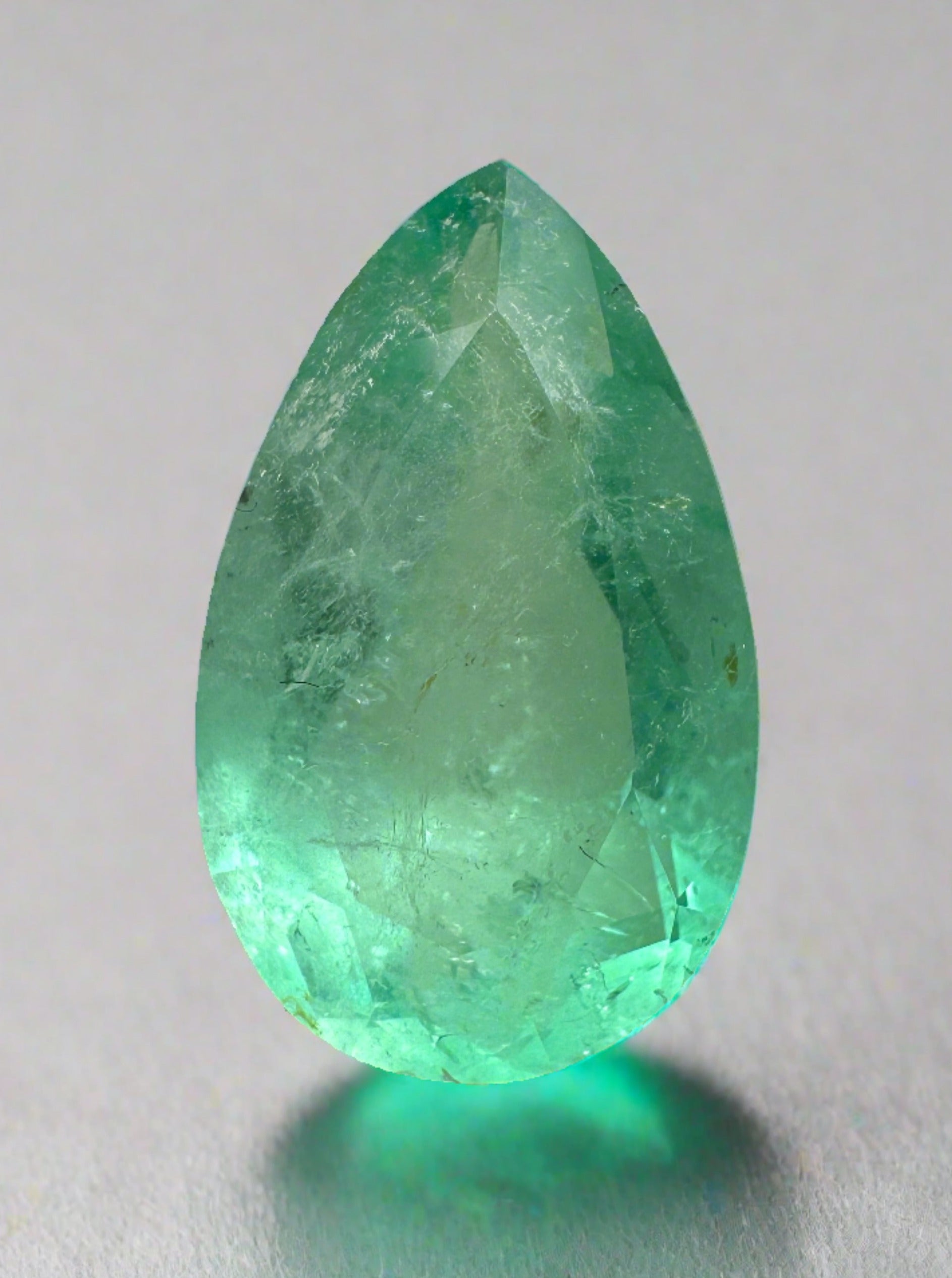 4.20 Carat Light Clean Green Natural Loose Colombian Emerald-Pear Cut - JR Colombian Emeralds